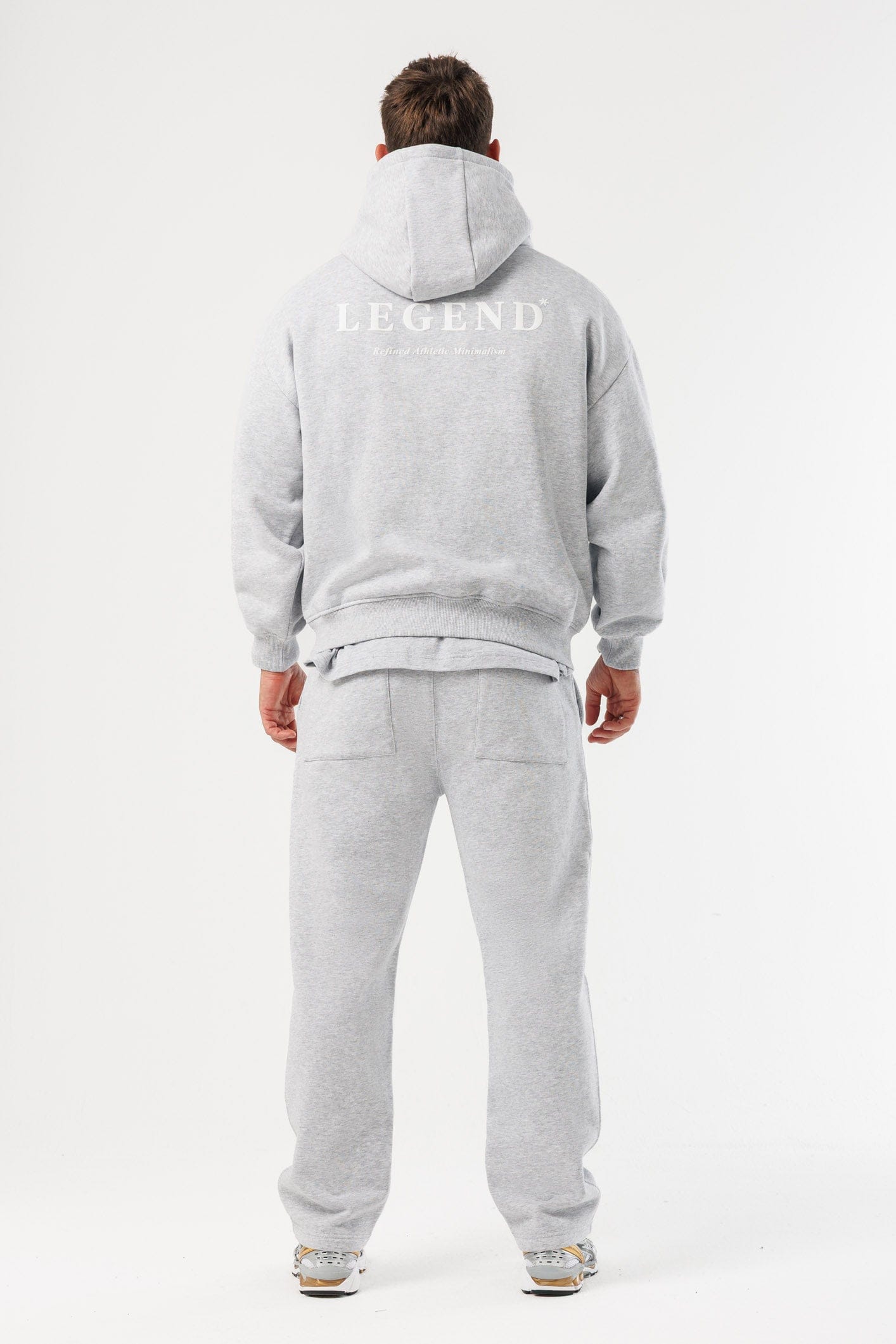 PRINT HOODIE - GREY MARL