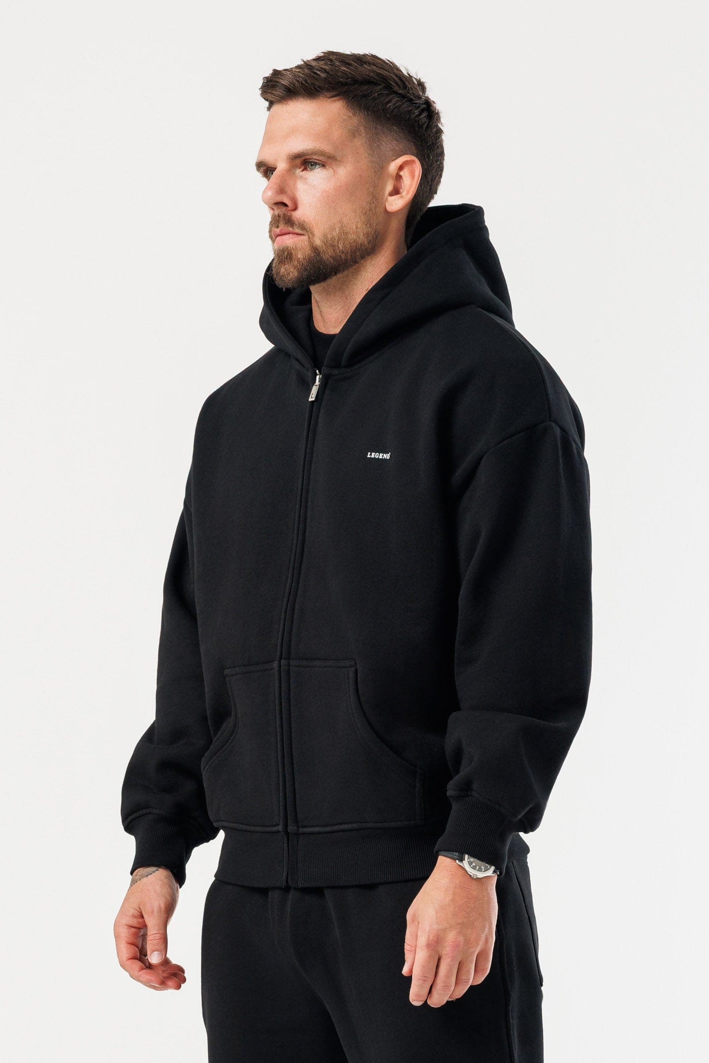 FERMUARLI HOODIE - SİYAH
