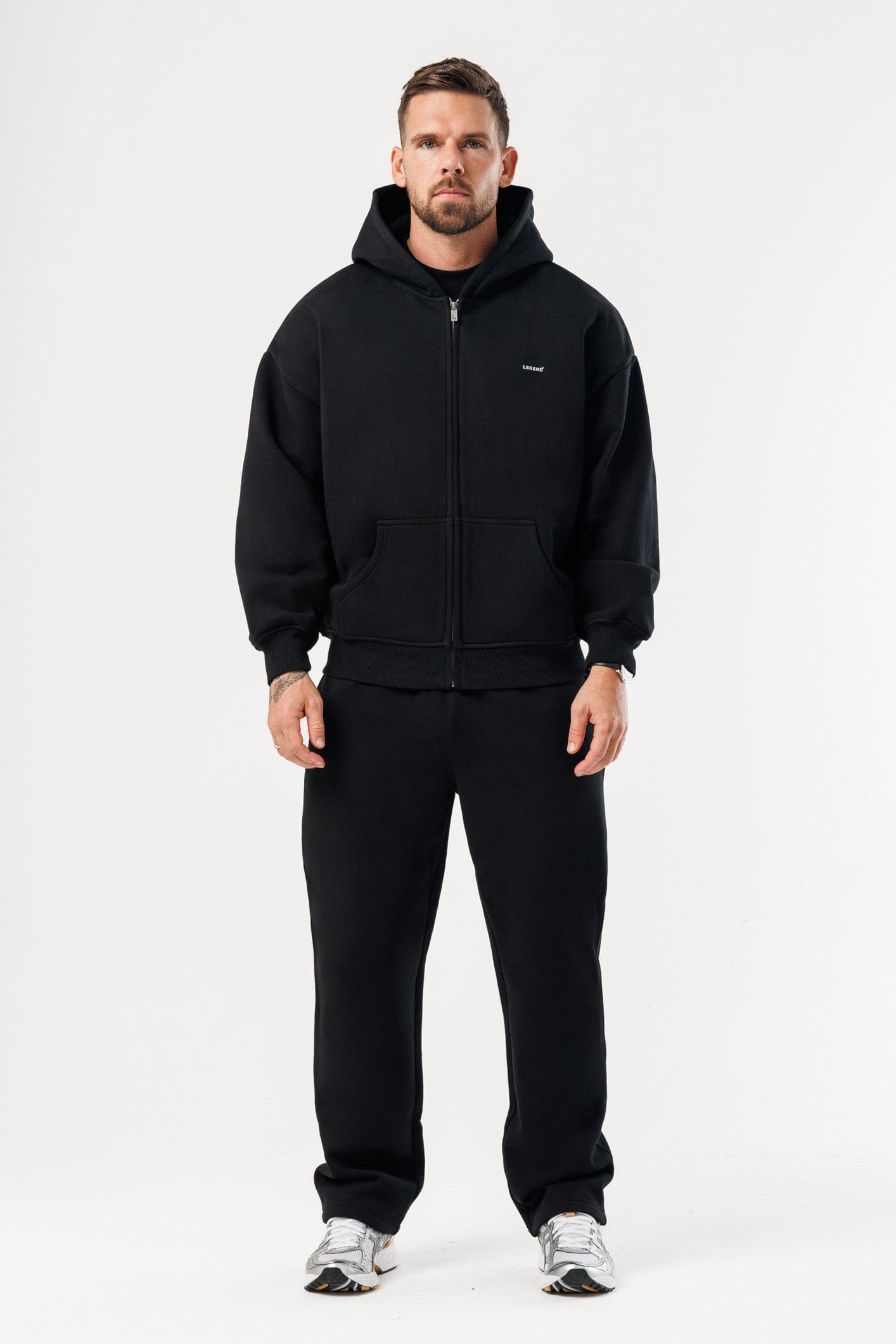 FERMUARLI HOODIE - SİYAH
