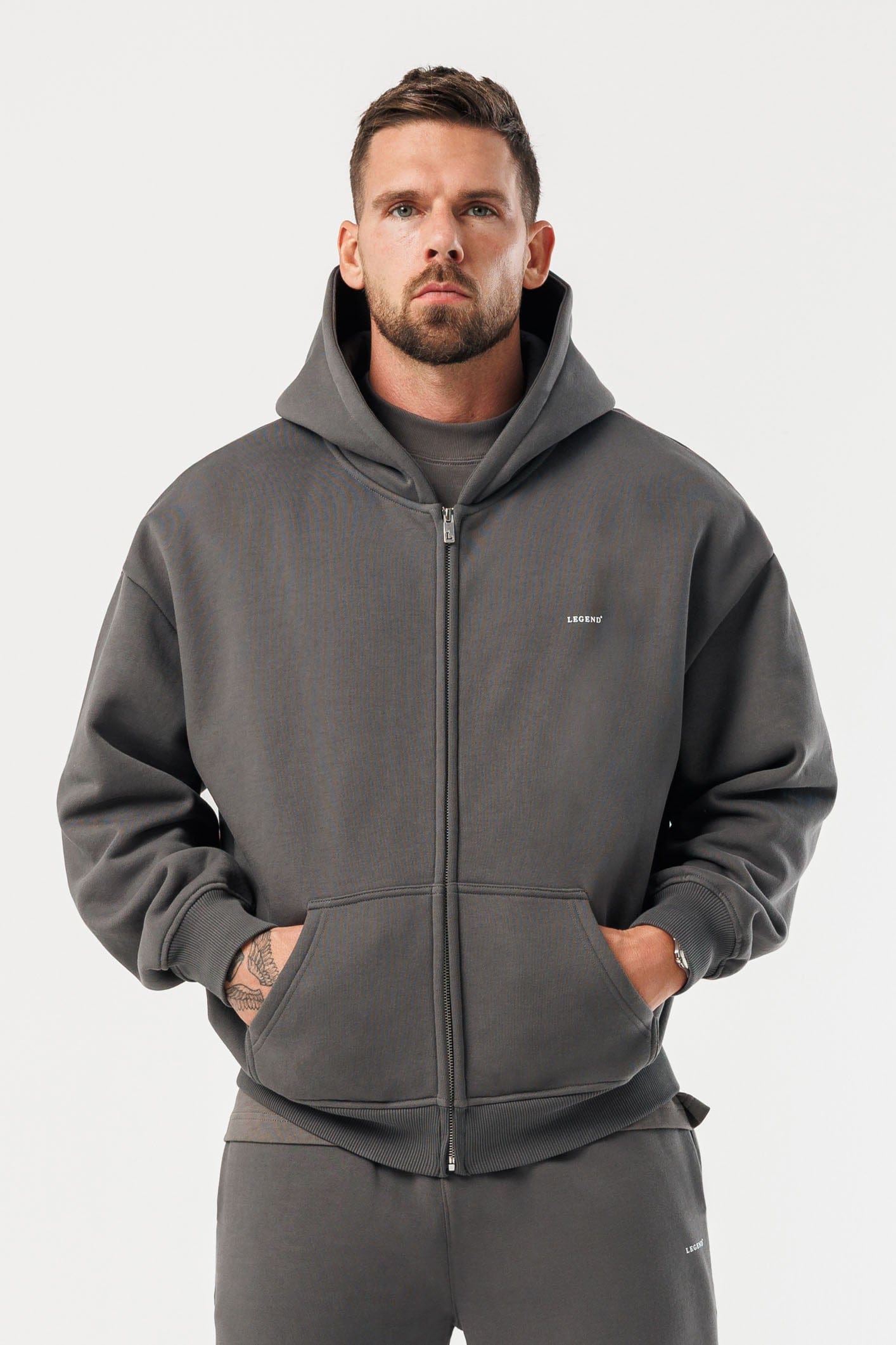 FERMUARLI HOODIE - GRİ
