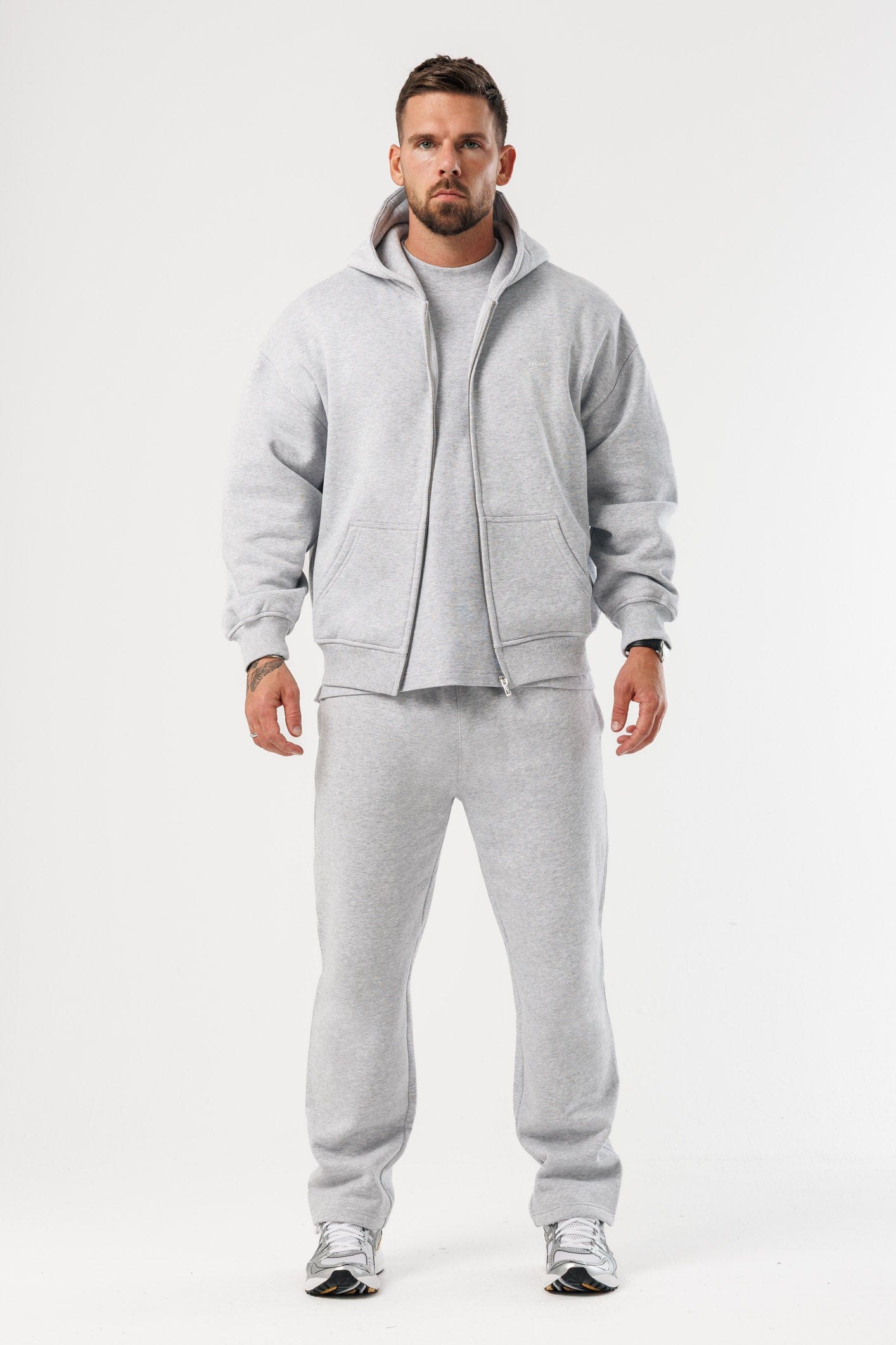 FERMUARLI HOODIE - GRİ MELANJ