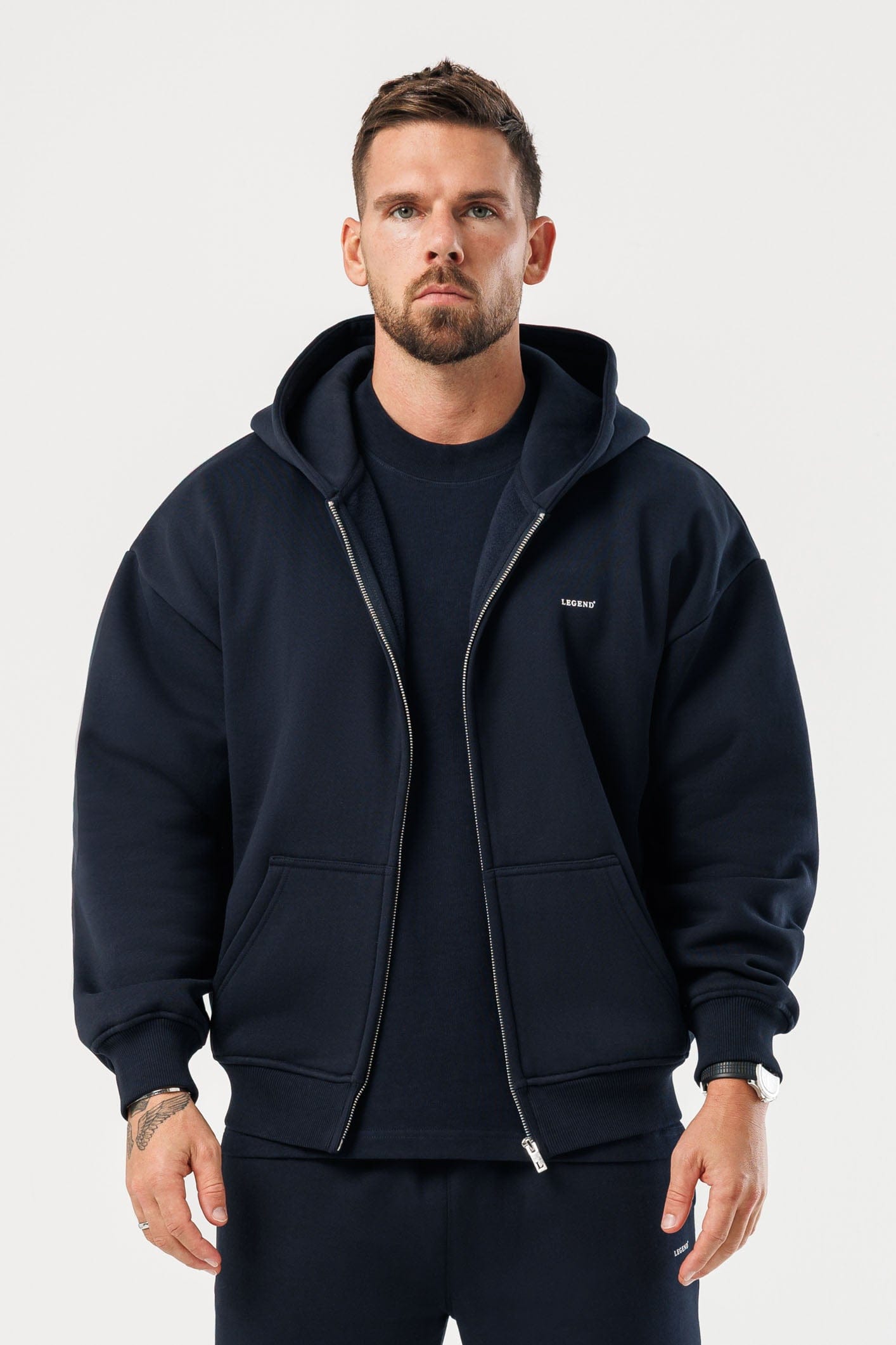 FERMUARLI HOODIE - SİYAH