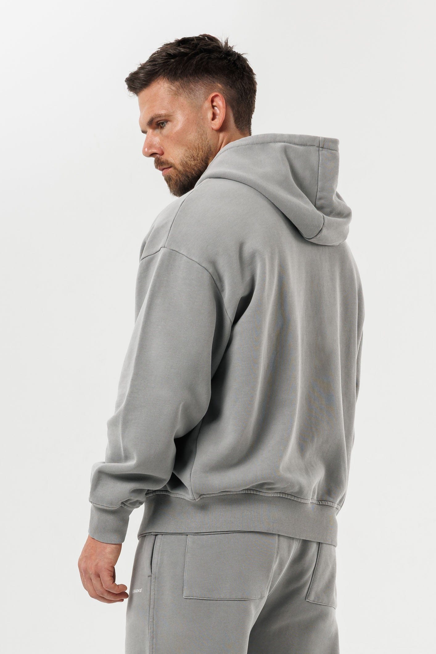 FERMUARLI HOODIE - YIKANMIŞ GRİ