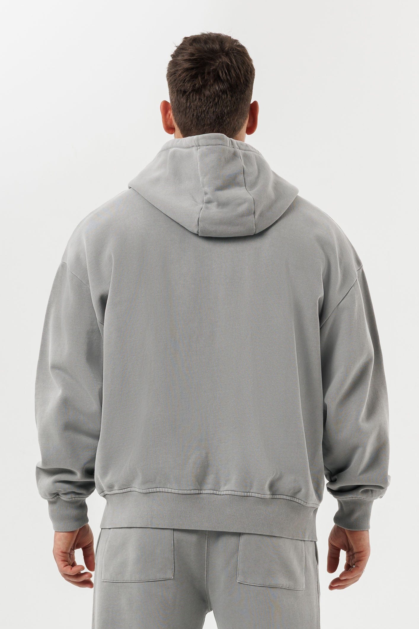 FERMUARLI HOODIE - YIKANMIŞ GRİ