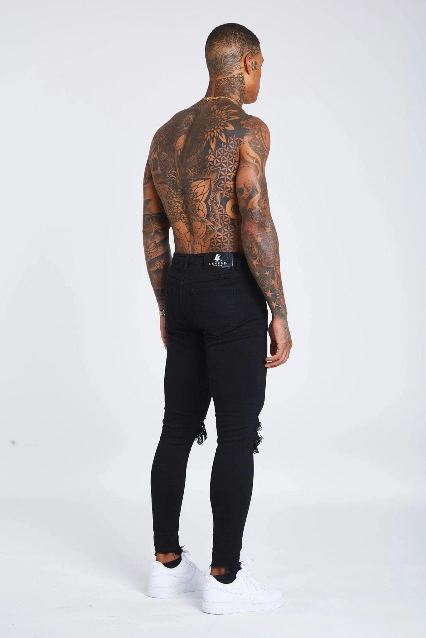 SKINNY FIT KOT PANTOLON YIRTIK - SİYAH