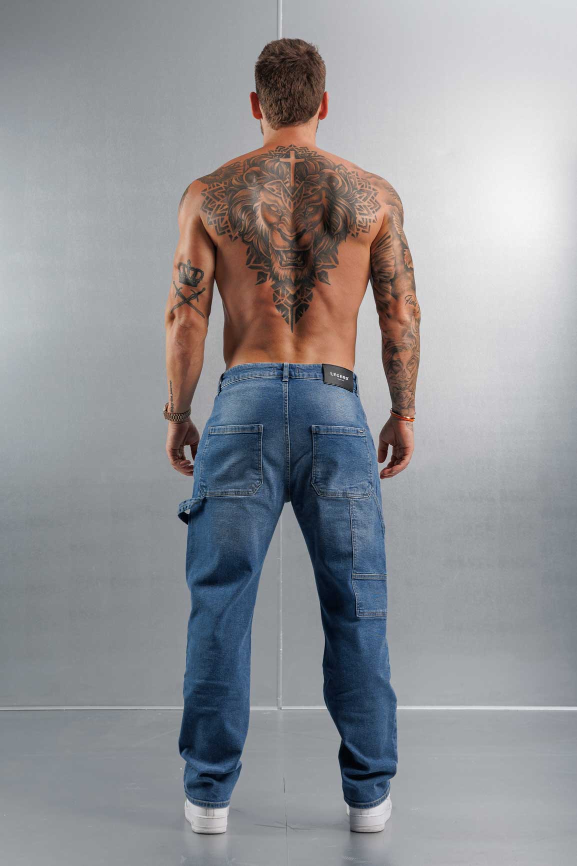 MARANGOZ STİL KOT PANTOLON - MAVİ