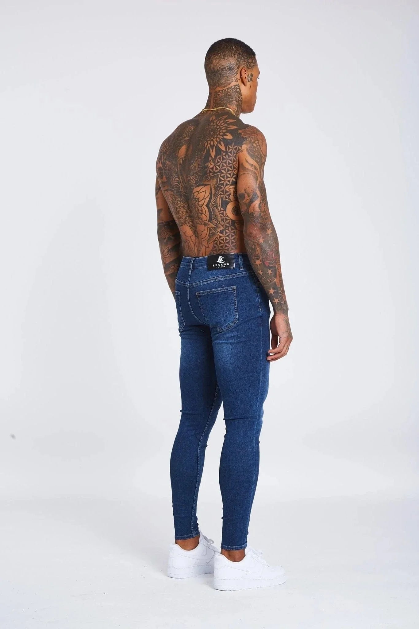 SKINNY FIT KOT PANTOLON YIRTIKSIZ - KOYU MAVİ