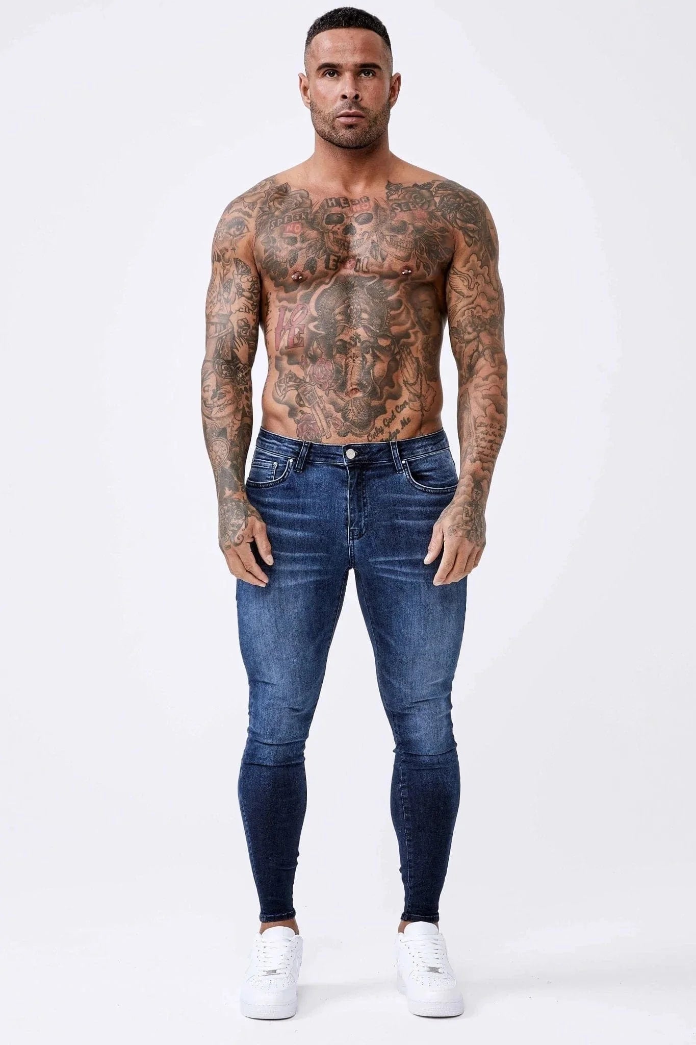 SKINNY FIT KOT PANTOLON - KOYU İNDİGO SOLUK YIKAMA