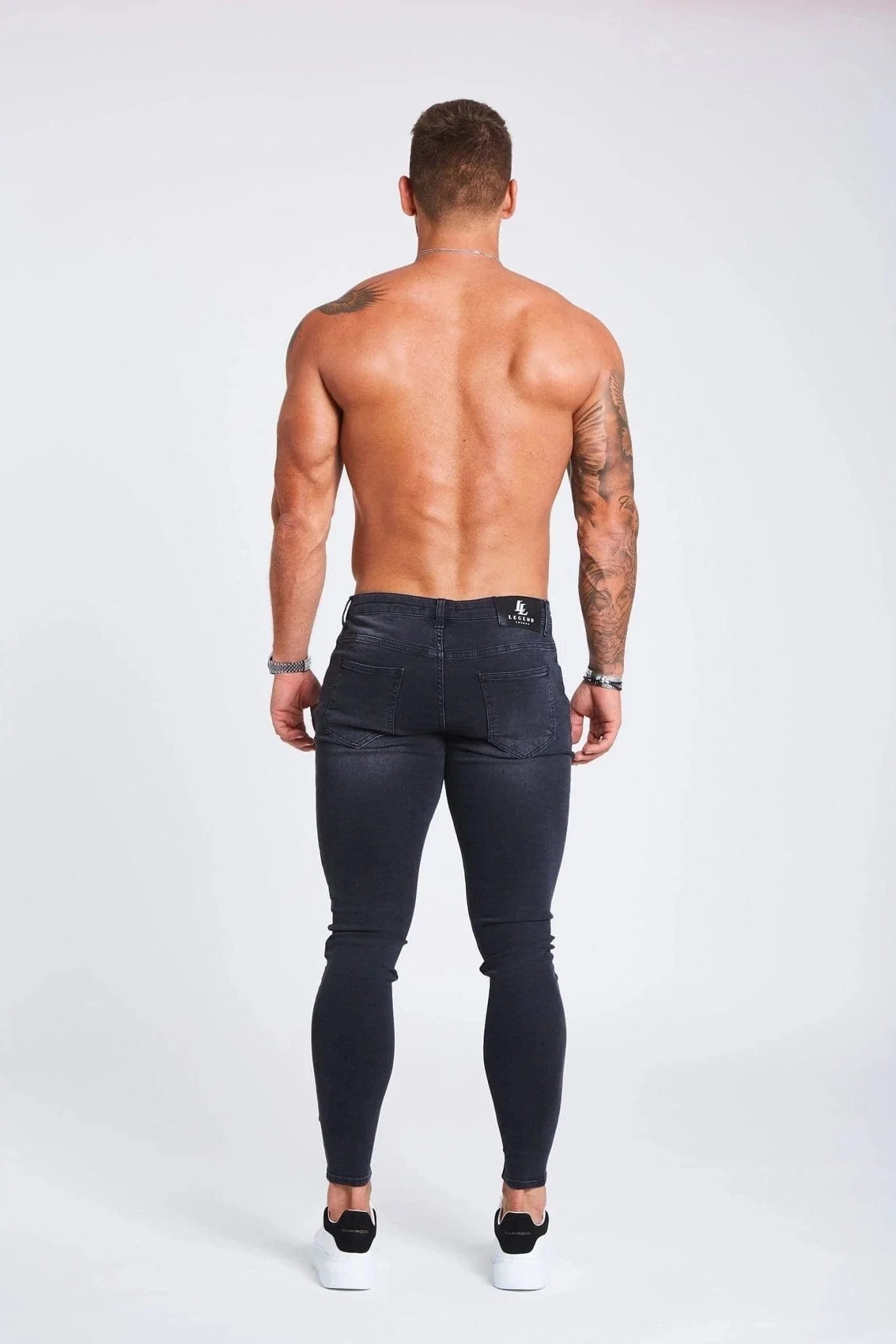 SKINNY FIT KOT PANTOLON YIRTIKSIZ - GRİ