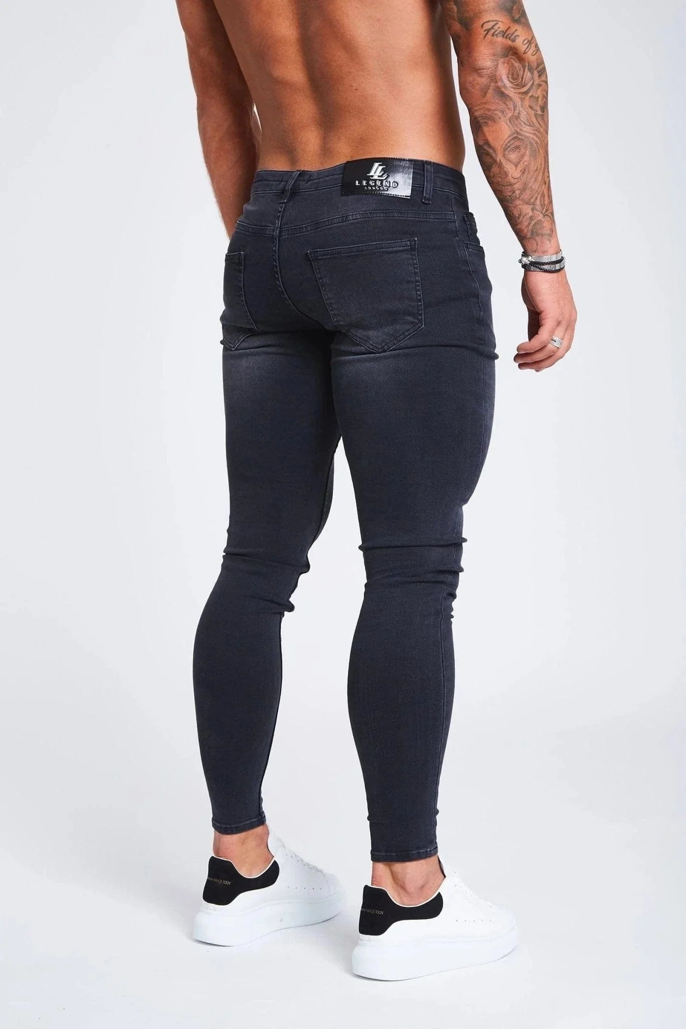 SKINNY FIT KOT PANTOLON YIRTIKSIZ - GRİ