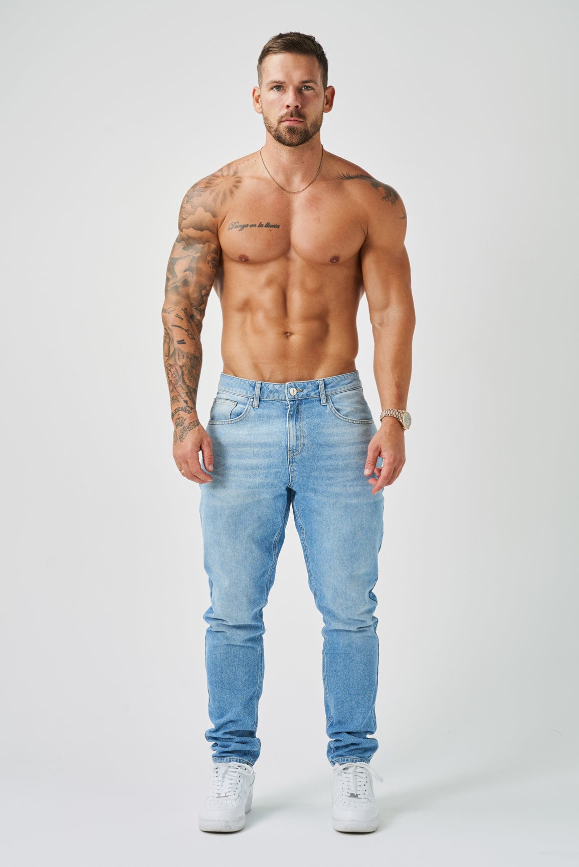 REGULAR FIT KOT PANTOLON - YIKAMALI AÇIK MAVİ