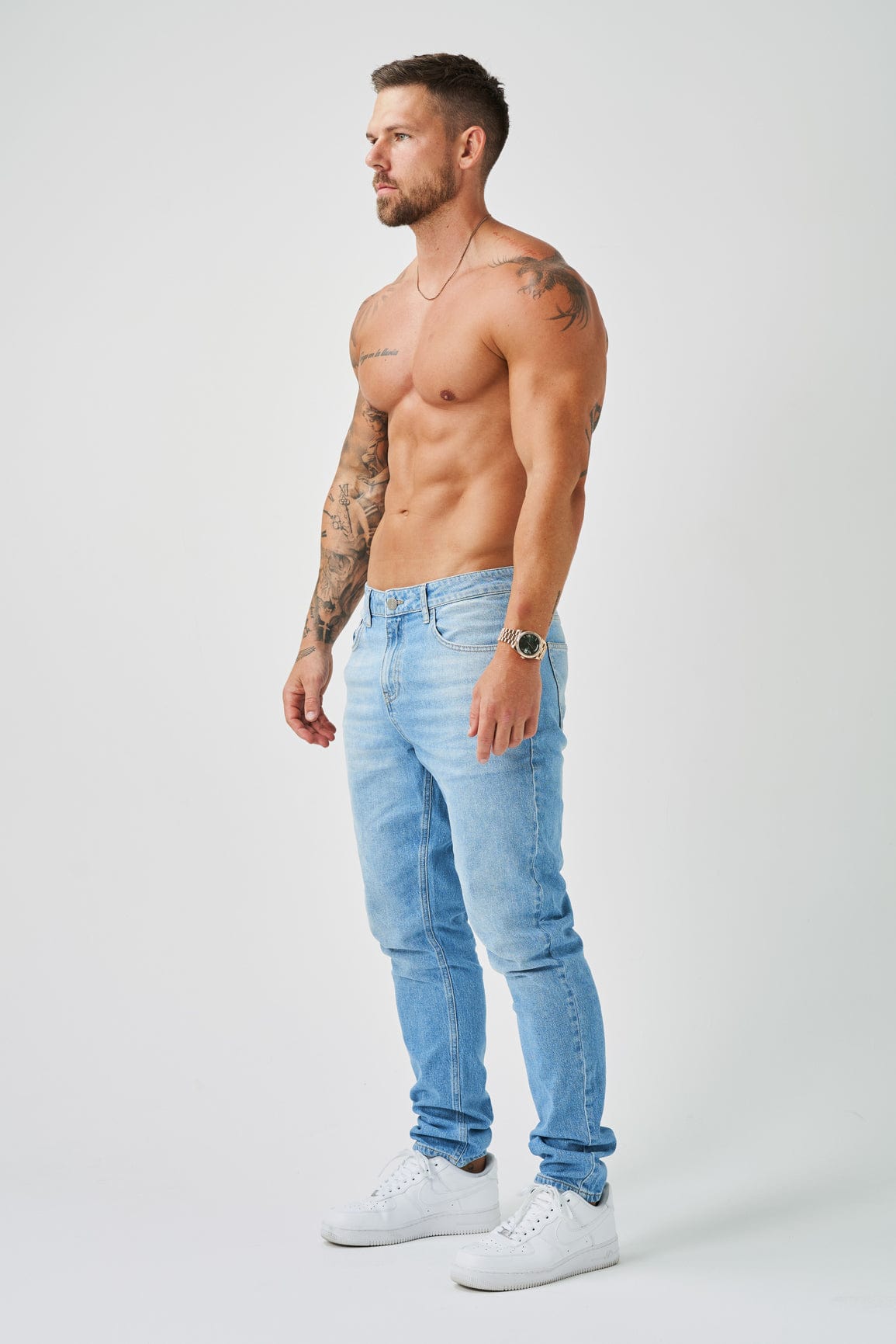 REGULAR FIT KOT PANTOLON - YIKAMALI AÇIK MAVİ