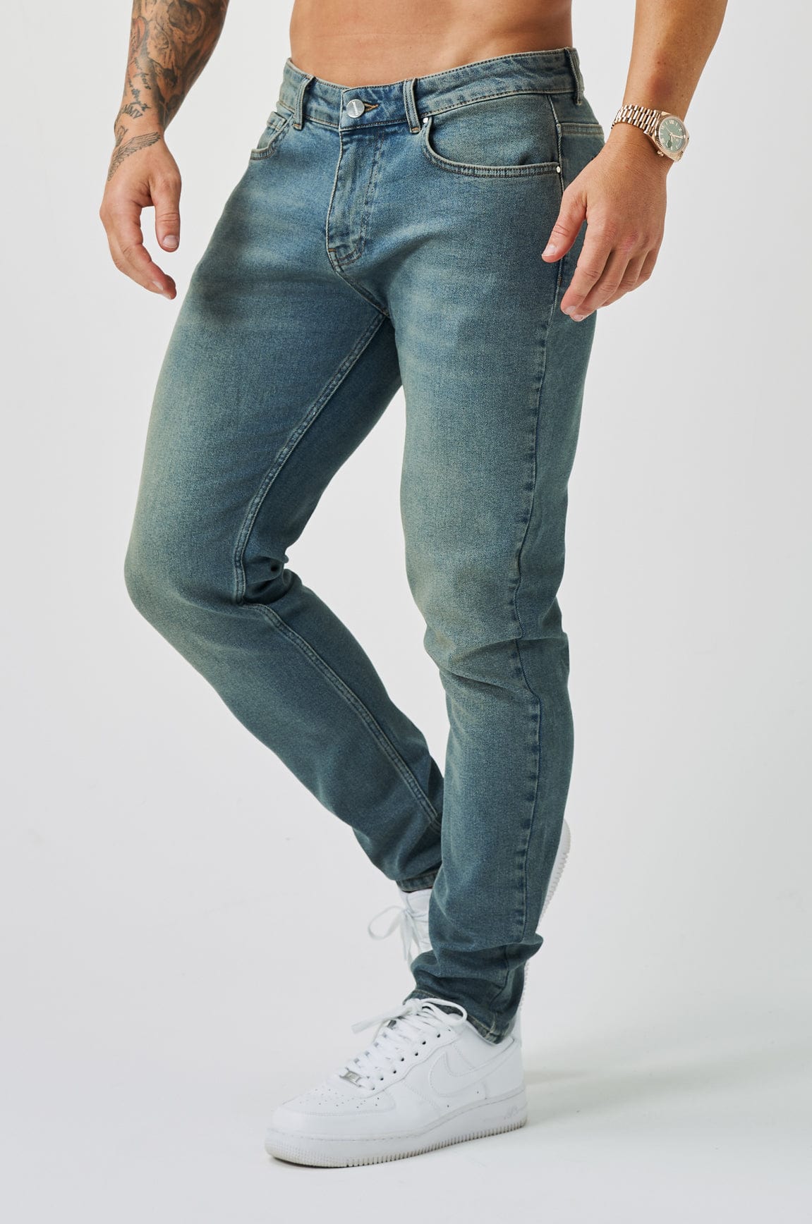 SLIM FIT KOT PANTOLON 2.0 - YIKAMALI TAŞ MAVİSİ
