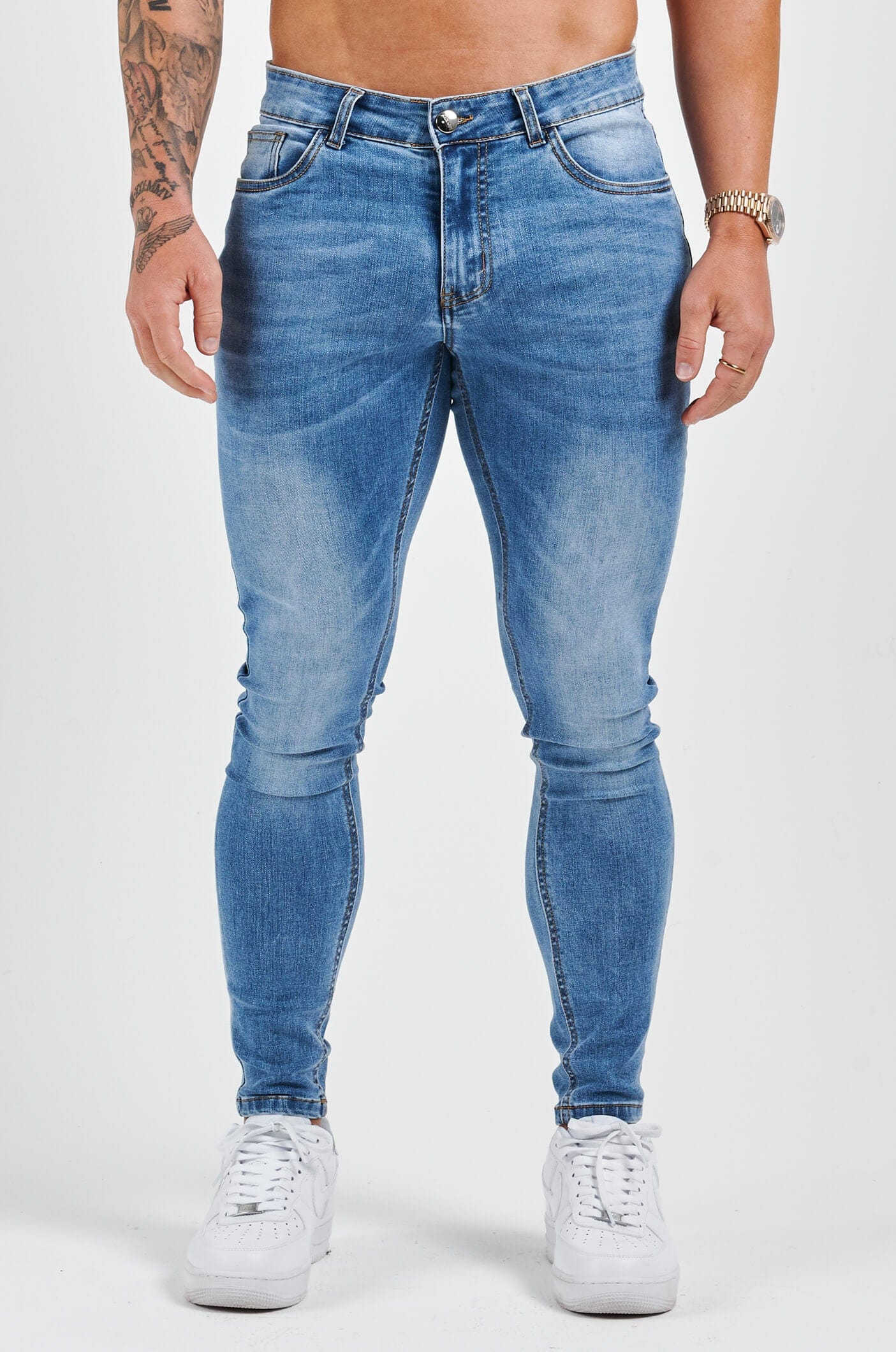 SKINNY FIT KOT PANTOLON - YIKAMALI AÇIK MAVİ