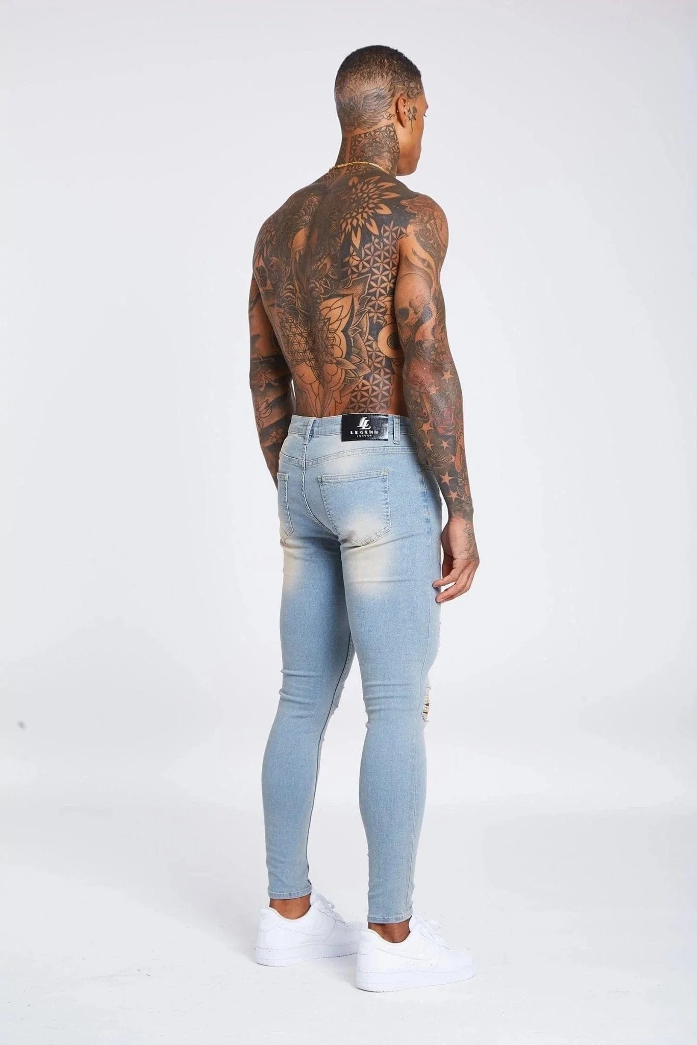 SKINNY FIT KOT PANTOLON YIRTILMIŞ & ONARILMIŞ - YIKANMIŞ TAŞ RENGİ