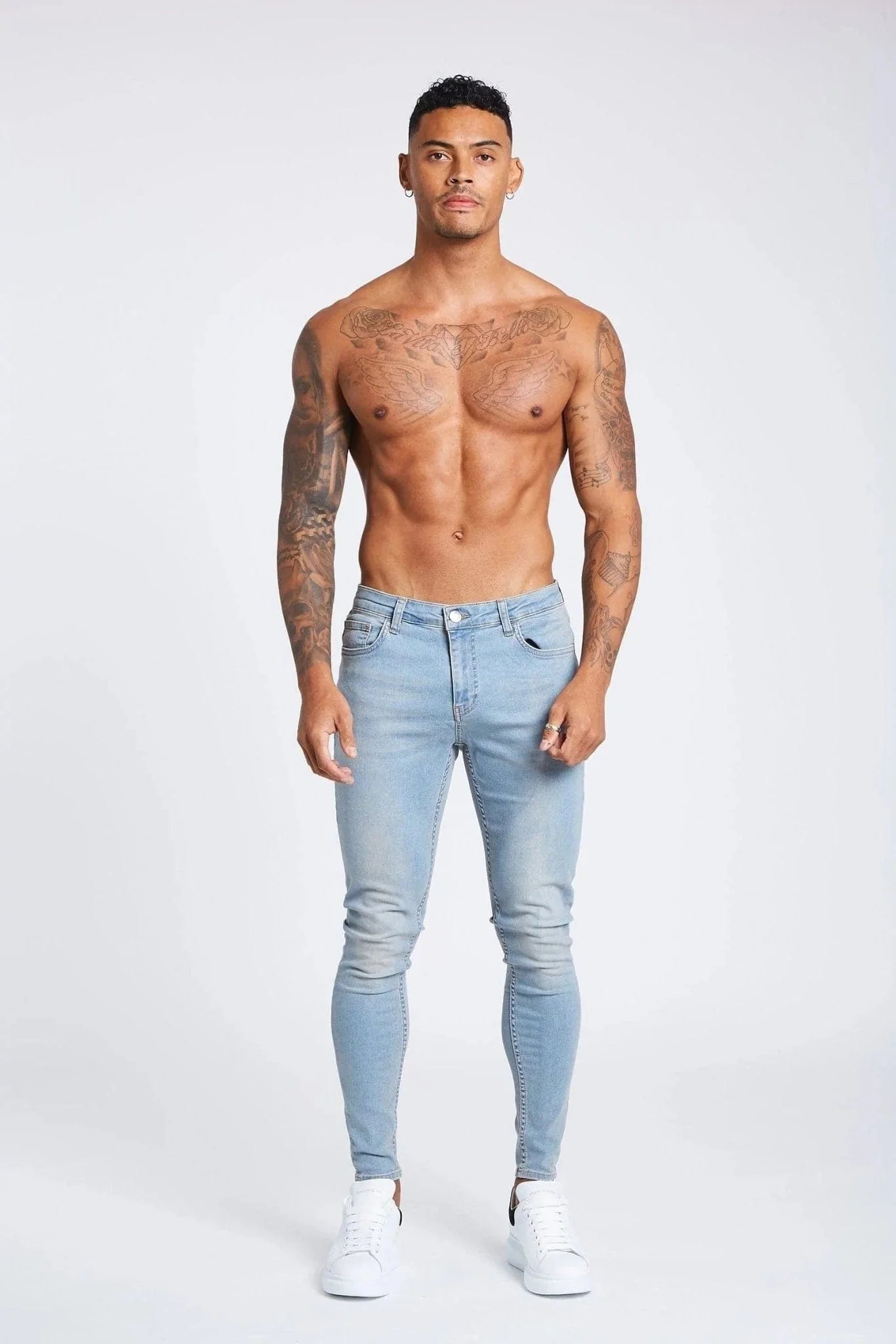 SKINNY FIT KOT PANTOLON YIRTIKSIZ - YIKAMALI TAŞ RENGİ