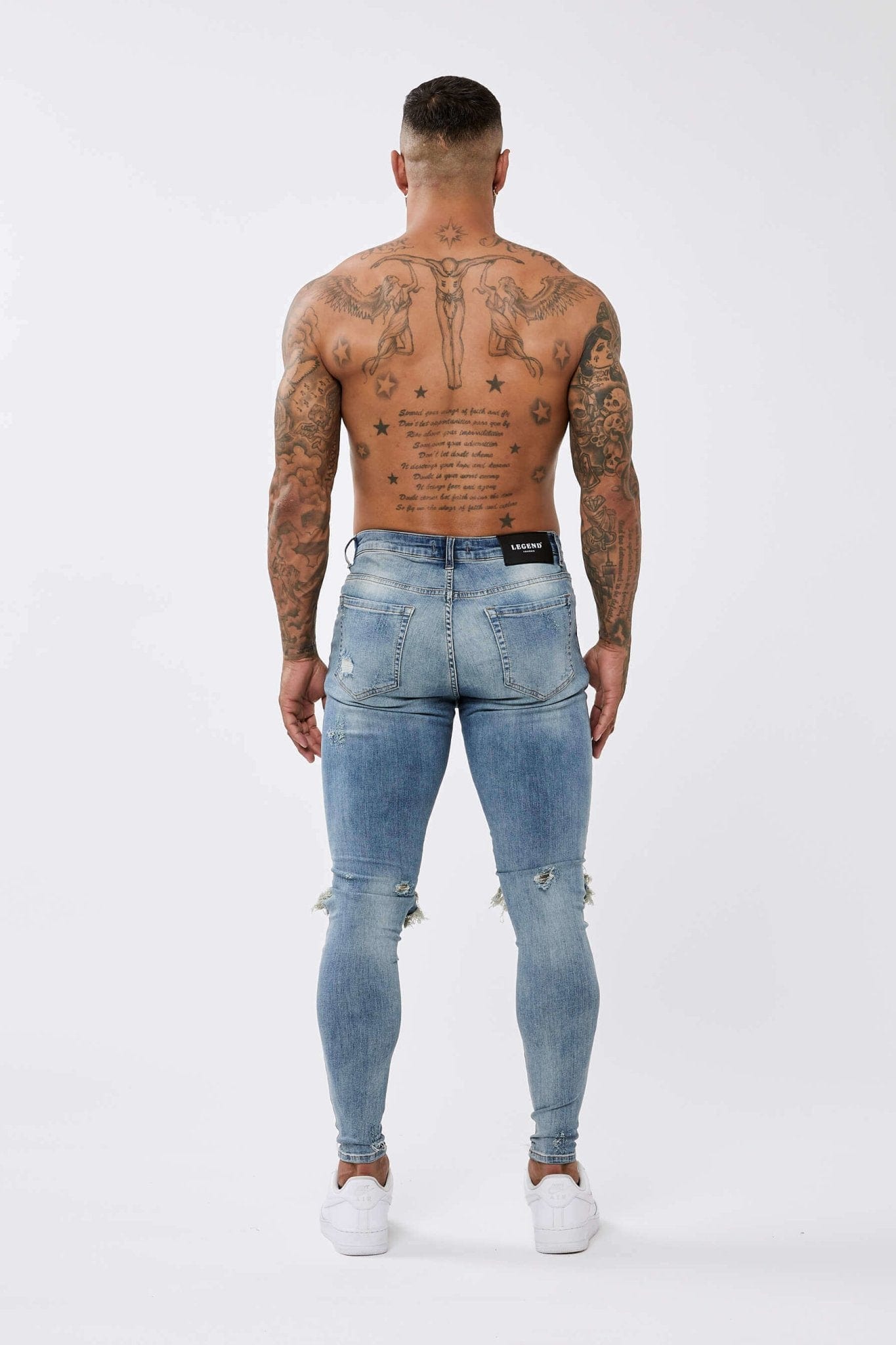 SKINNY FİT YIRTIK VE ONARILMIŞ JEAN - YIKANMIŞ KOYU MAVİ