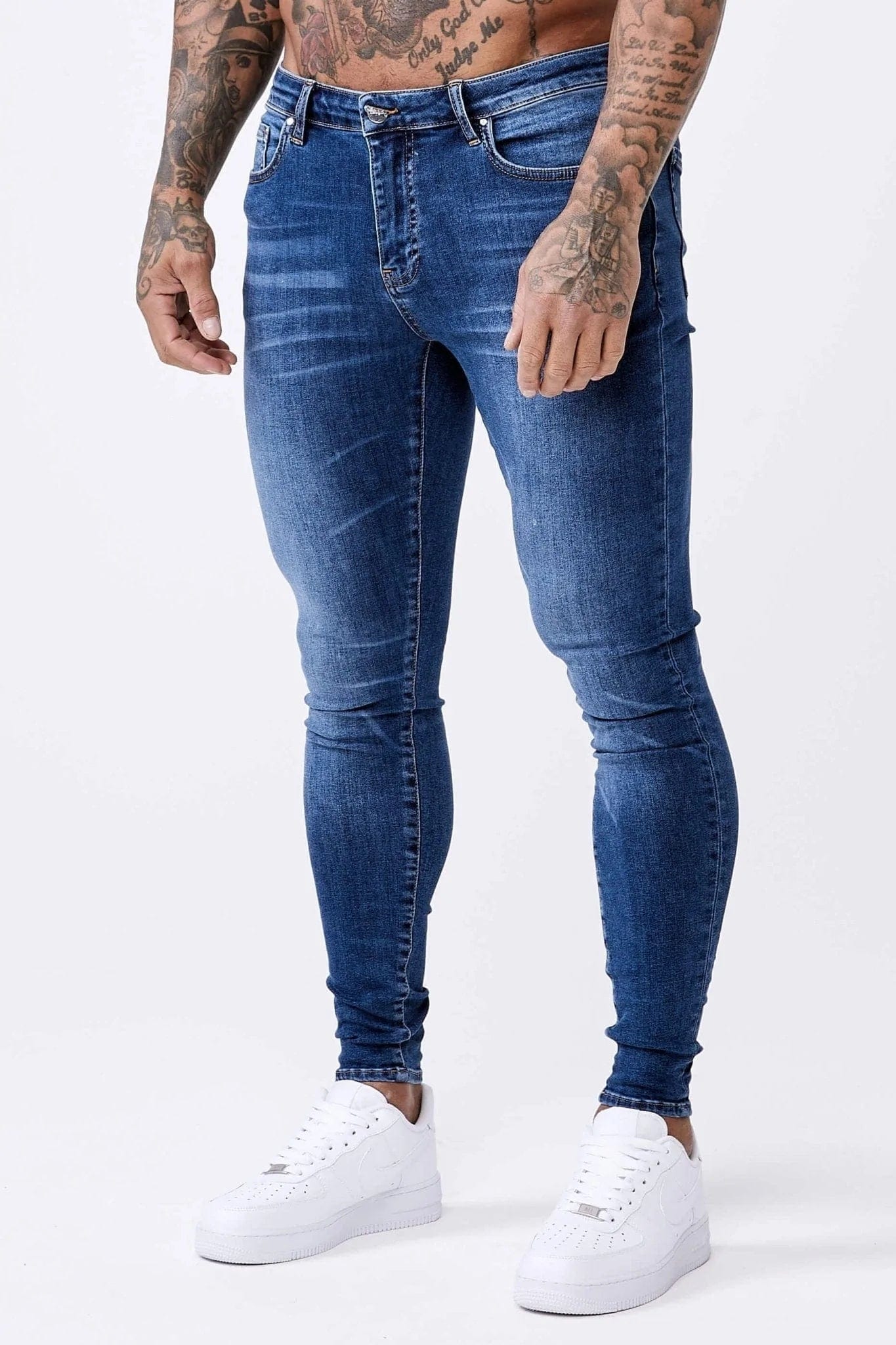 SKINNY FIT KOT PANTOLON - VİNTAGE MAVİ AŞIRI YIKAMA