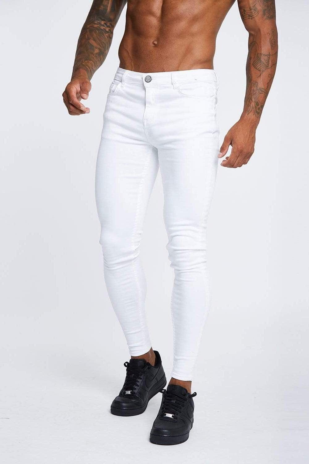 SKINNY FIT KOT PANTOLON YIRTIKSIZ - BEYAZ