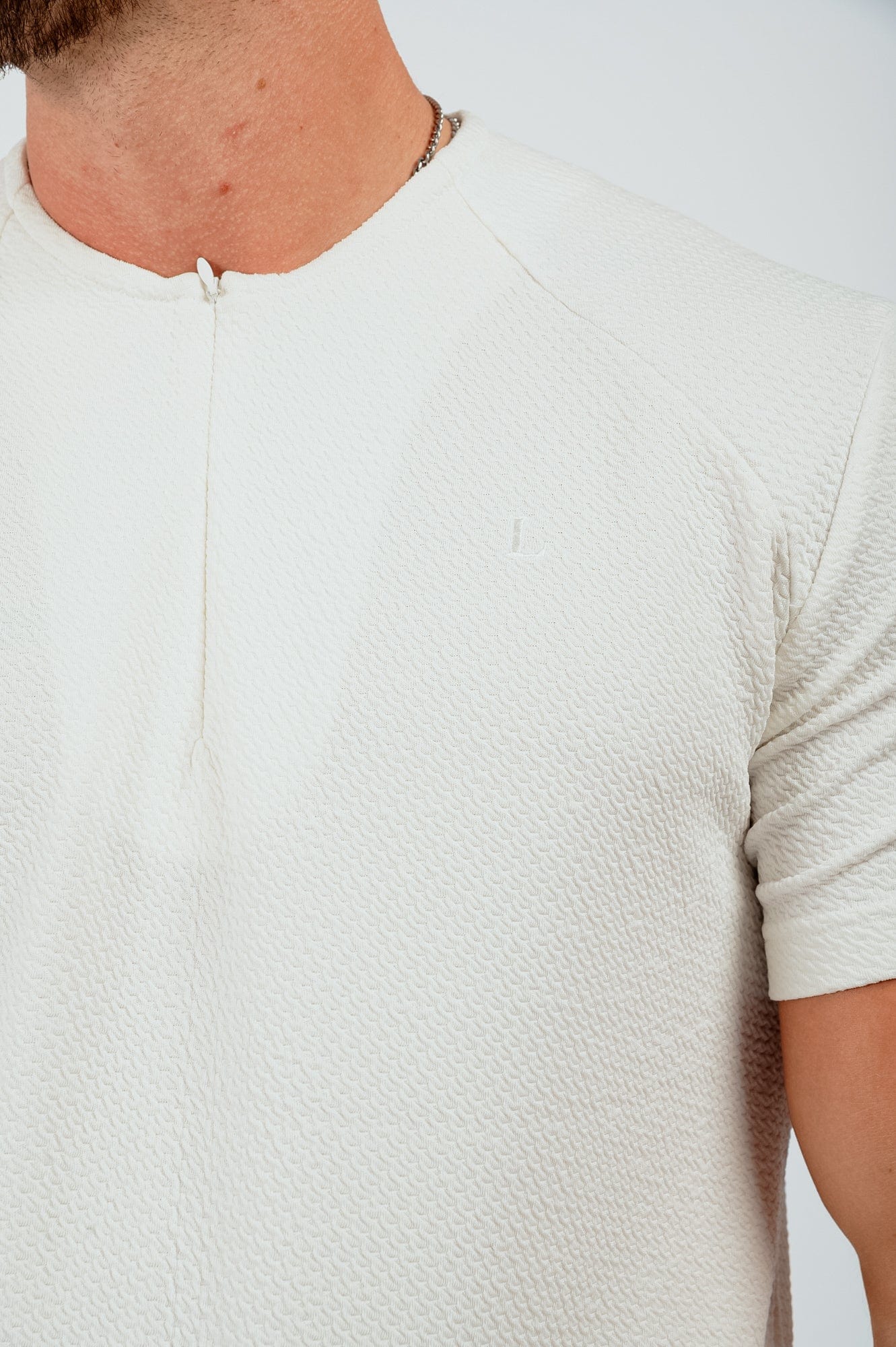 DOKULU HENLEY ÜST - BEYAZ