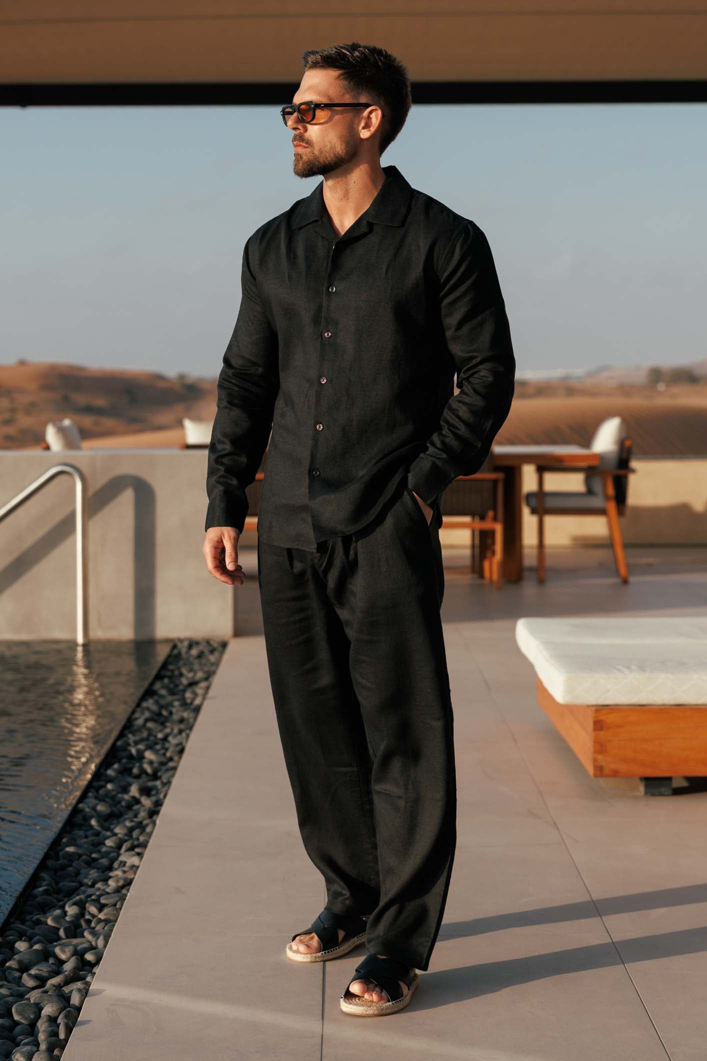 KETEN PANTOLON - SİYAH