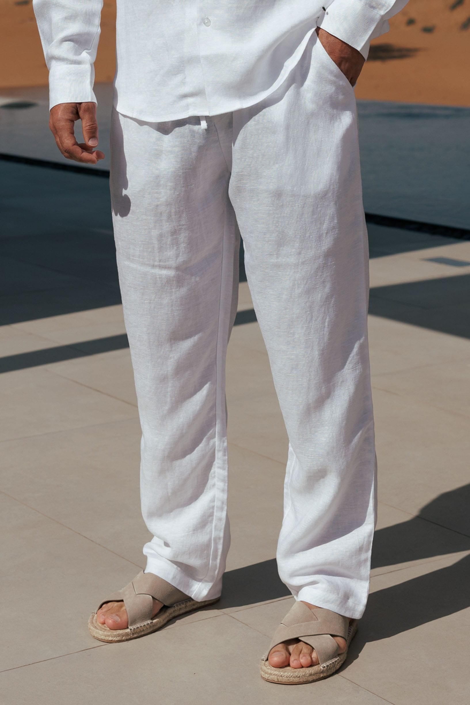 KETEN PANTOLON - BEYAZ