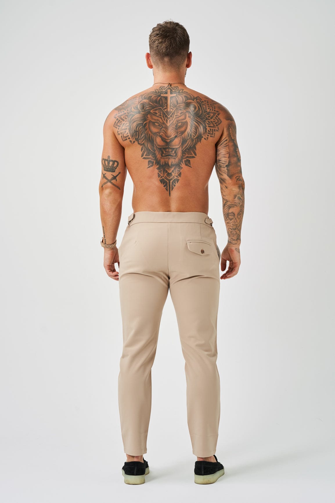 SLIM KESİM DÜZGÜN ESNEK PANTOLON YAN BÜZGÜLÜ - BEJ