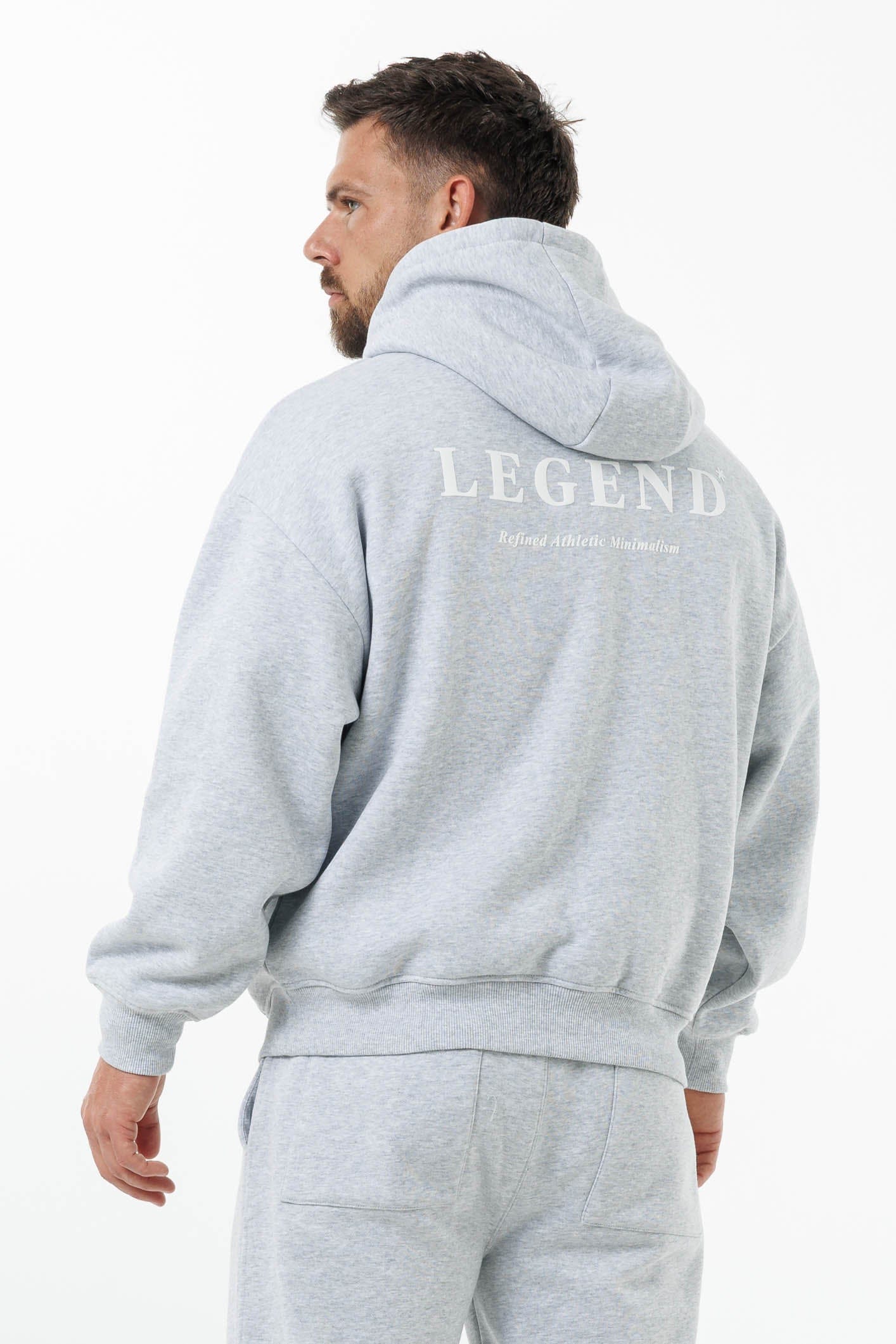 PRINT HOODIE - GREY MARL