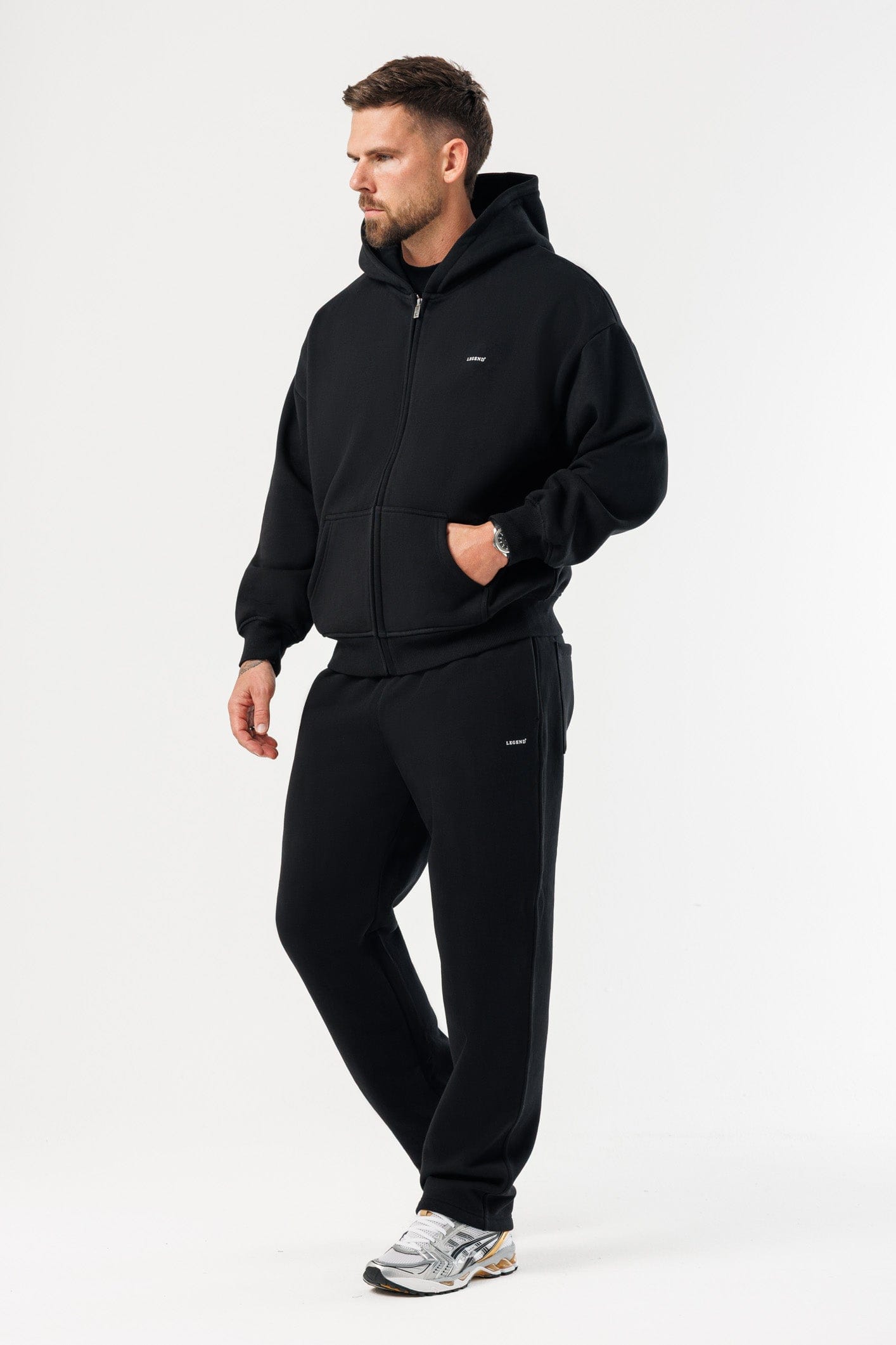 FERMUARLI HOODIE - SİYAH