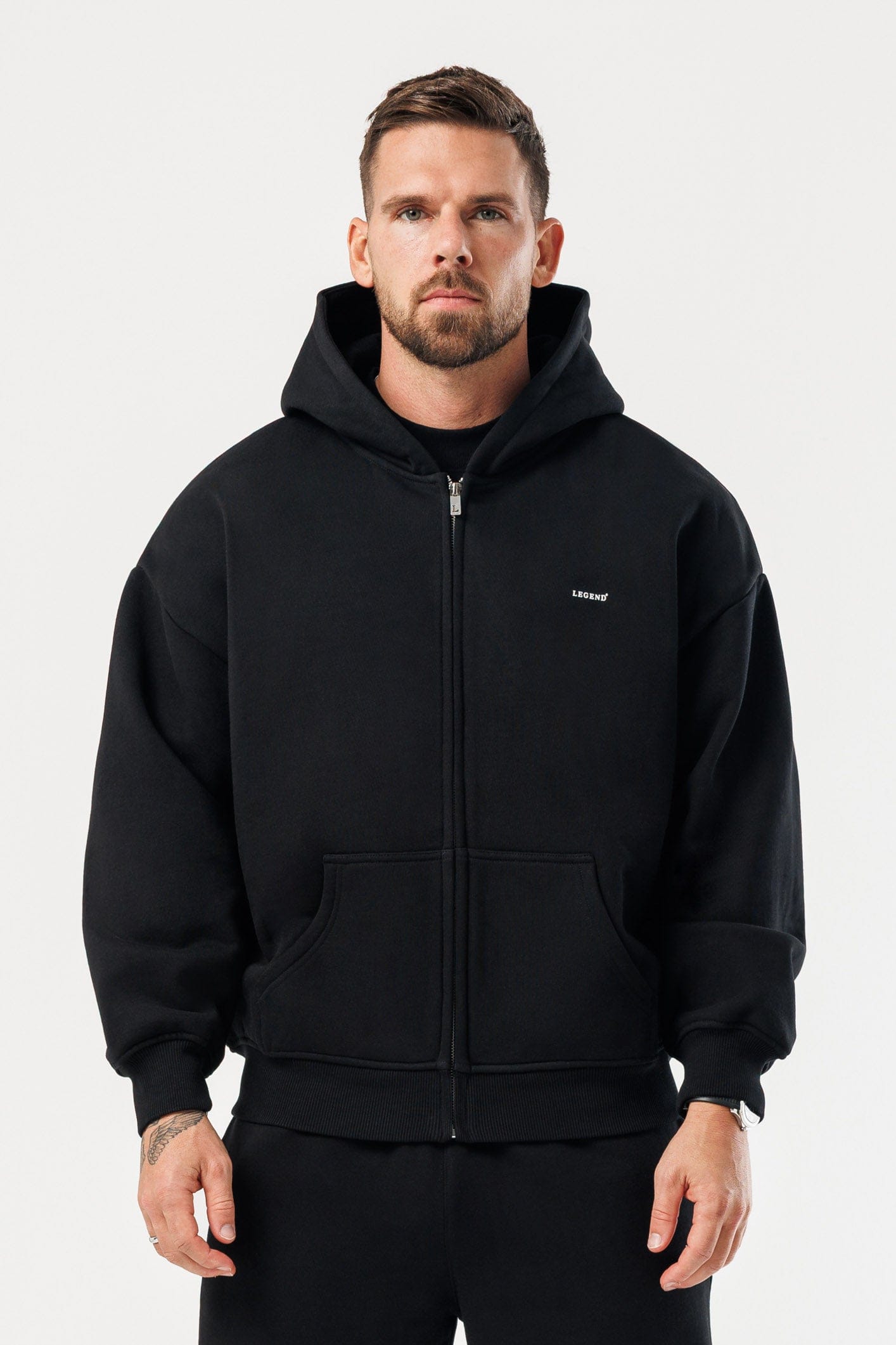 FERMUARLI HOODIE - SİYAH