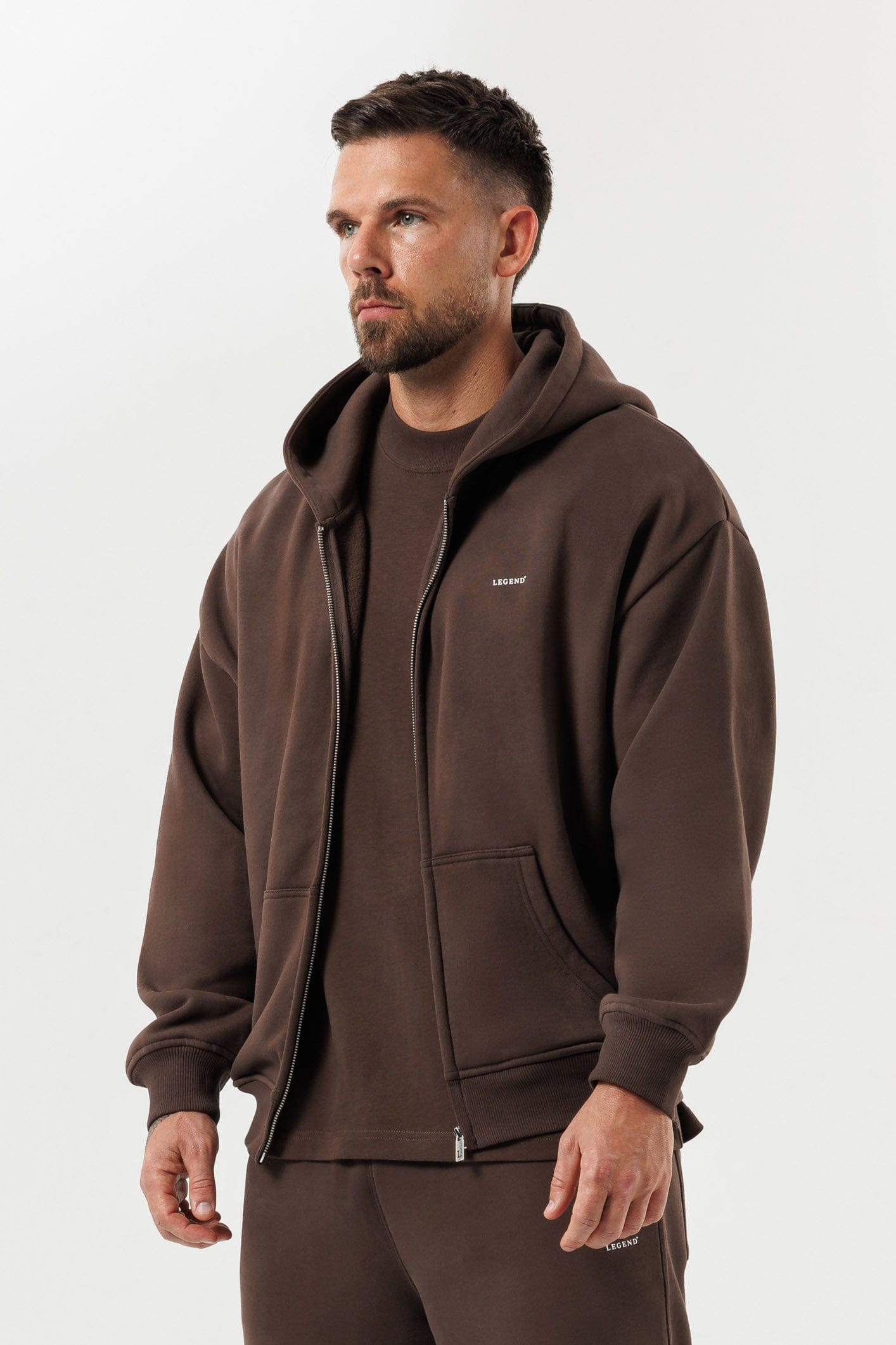 FERMUARLI HOODIE - KAHVERENGİ