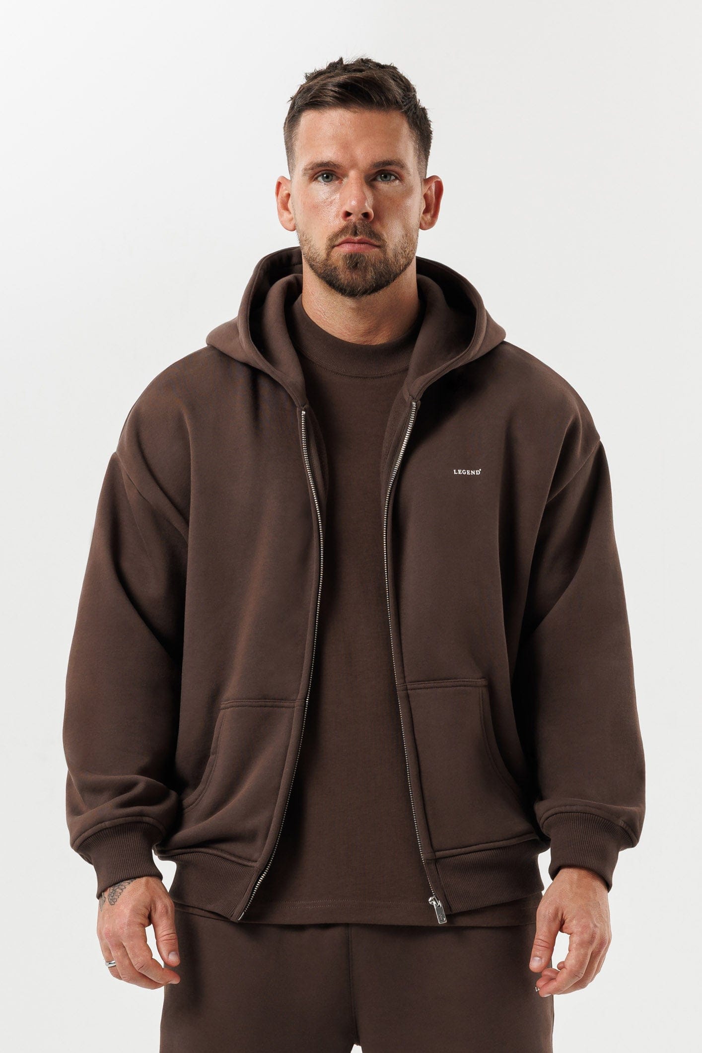 FERMUARLI HOODIE - KAHVERENGİ