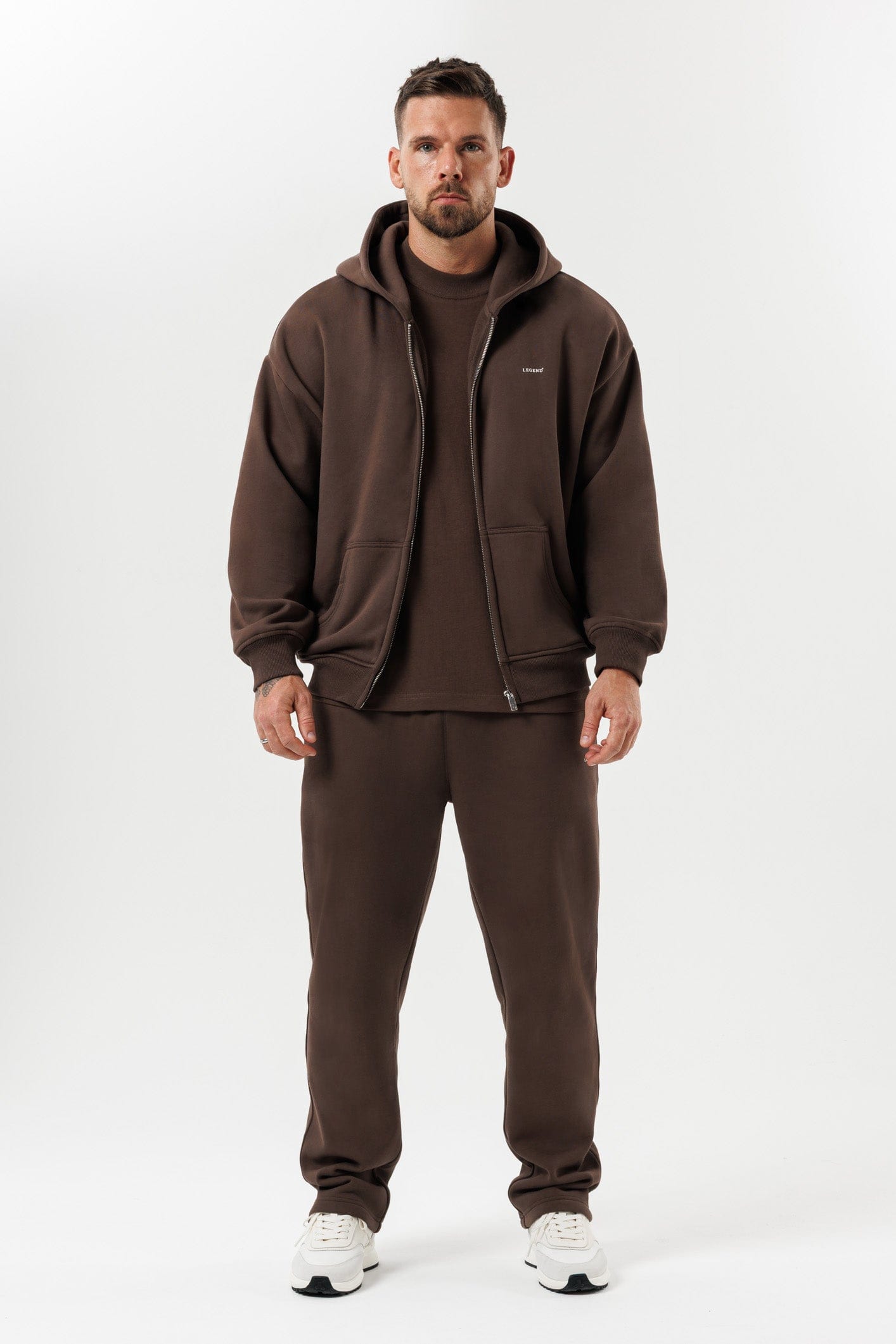 FERMUARLI HOODIE - KAHVERENGİ