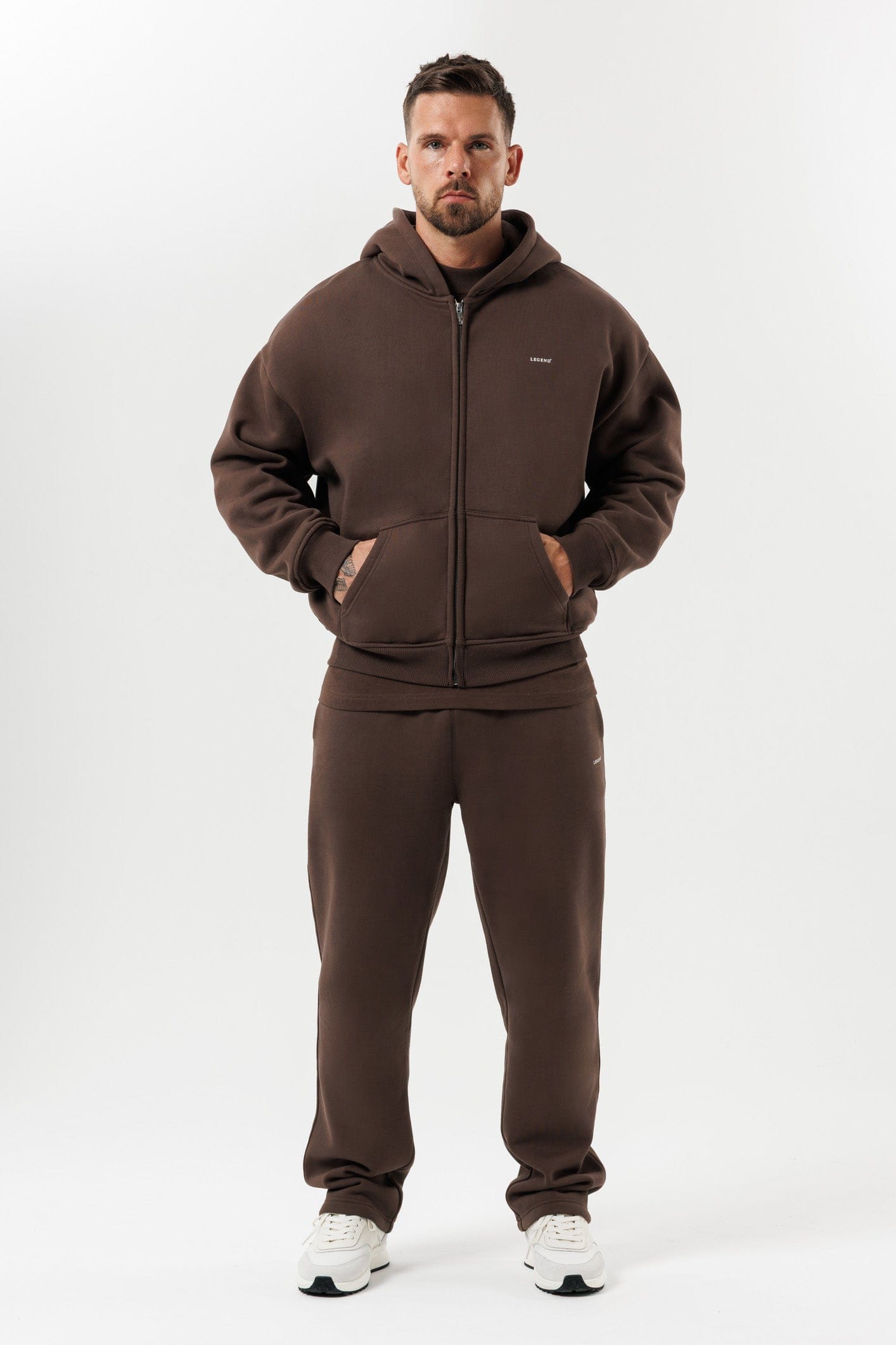 FERMUARLI HOODIE - KAHVERENGİ