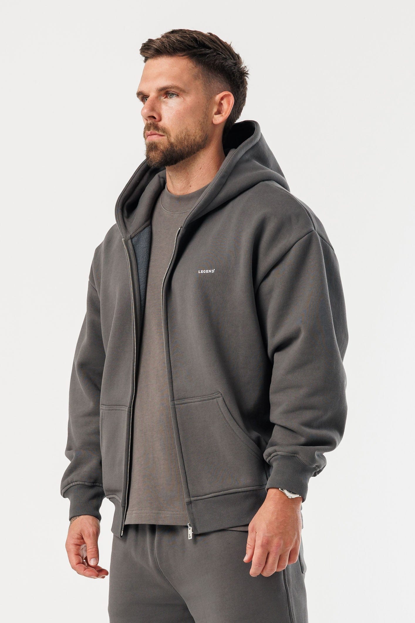 FERMUARLI HOODIE - GRİ