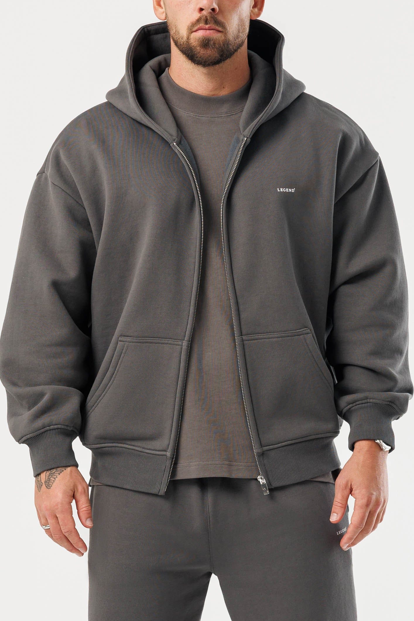 FERMUARLI HOODIE - GRİ
