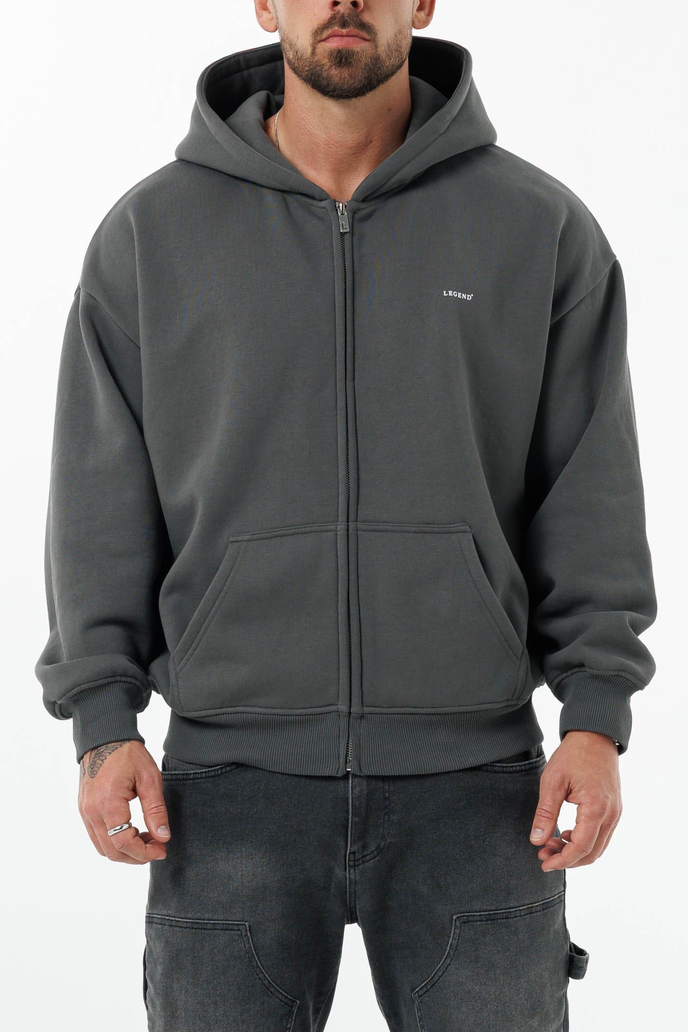 FERMUARLI HOODIE - GRİ