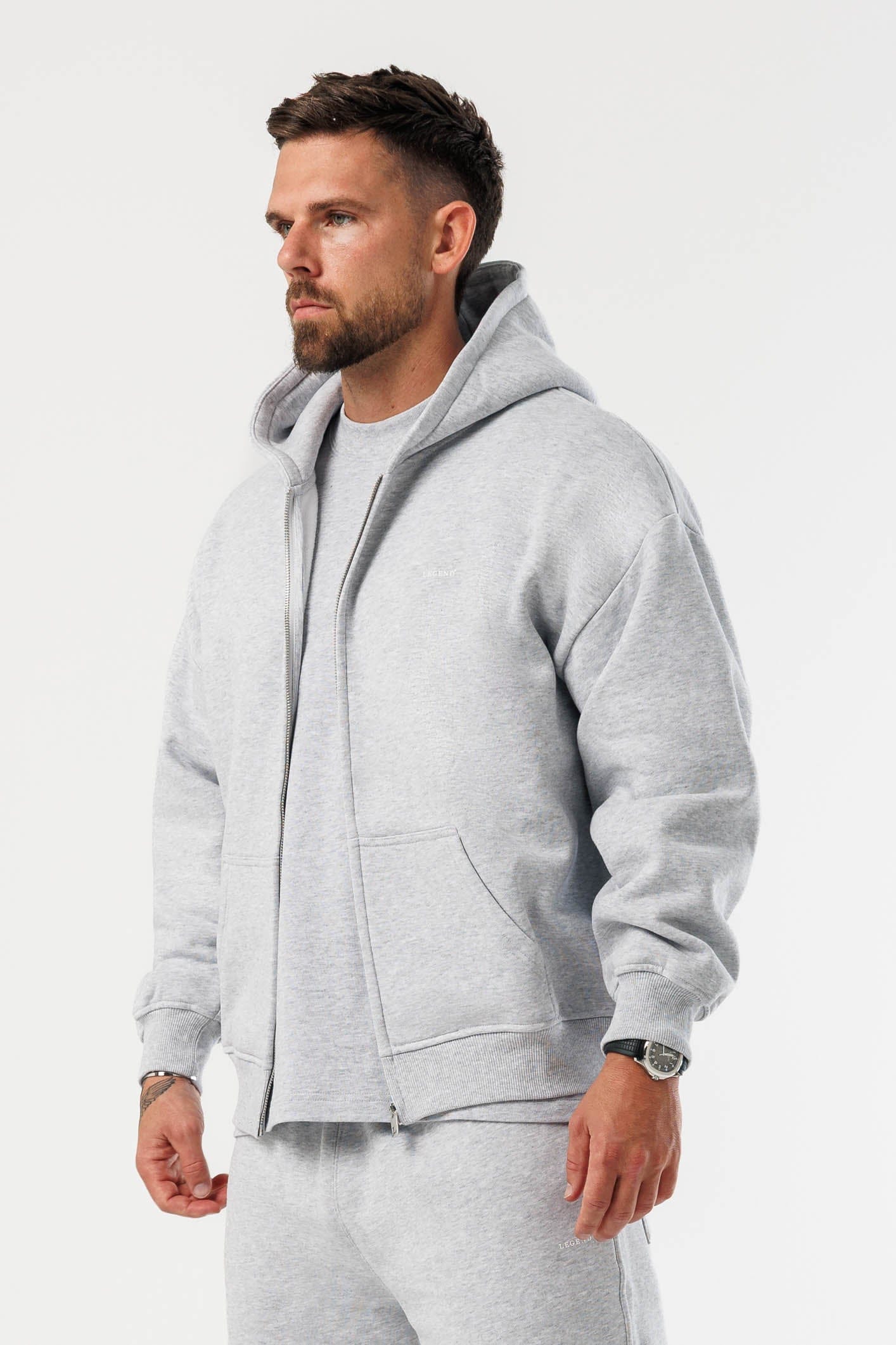 FERMUARLI HOODIE - GRİ MELANJ