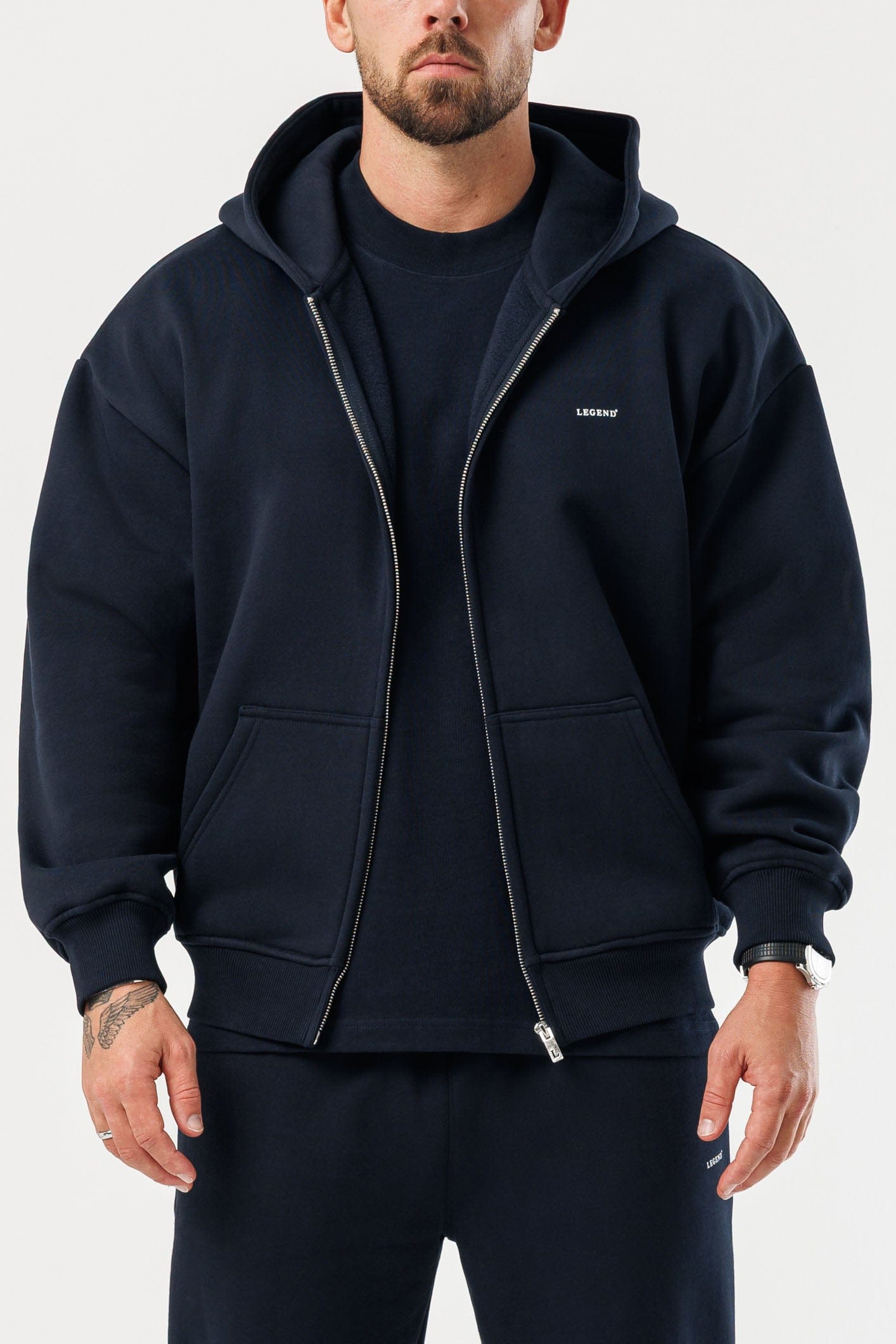 FERMUARLI HOODIE - SİYAH