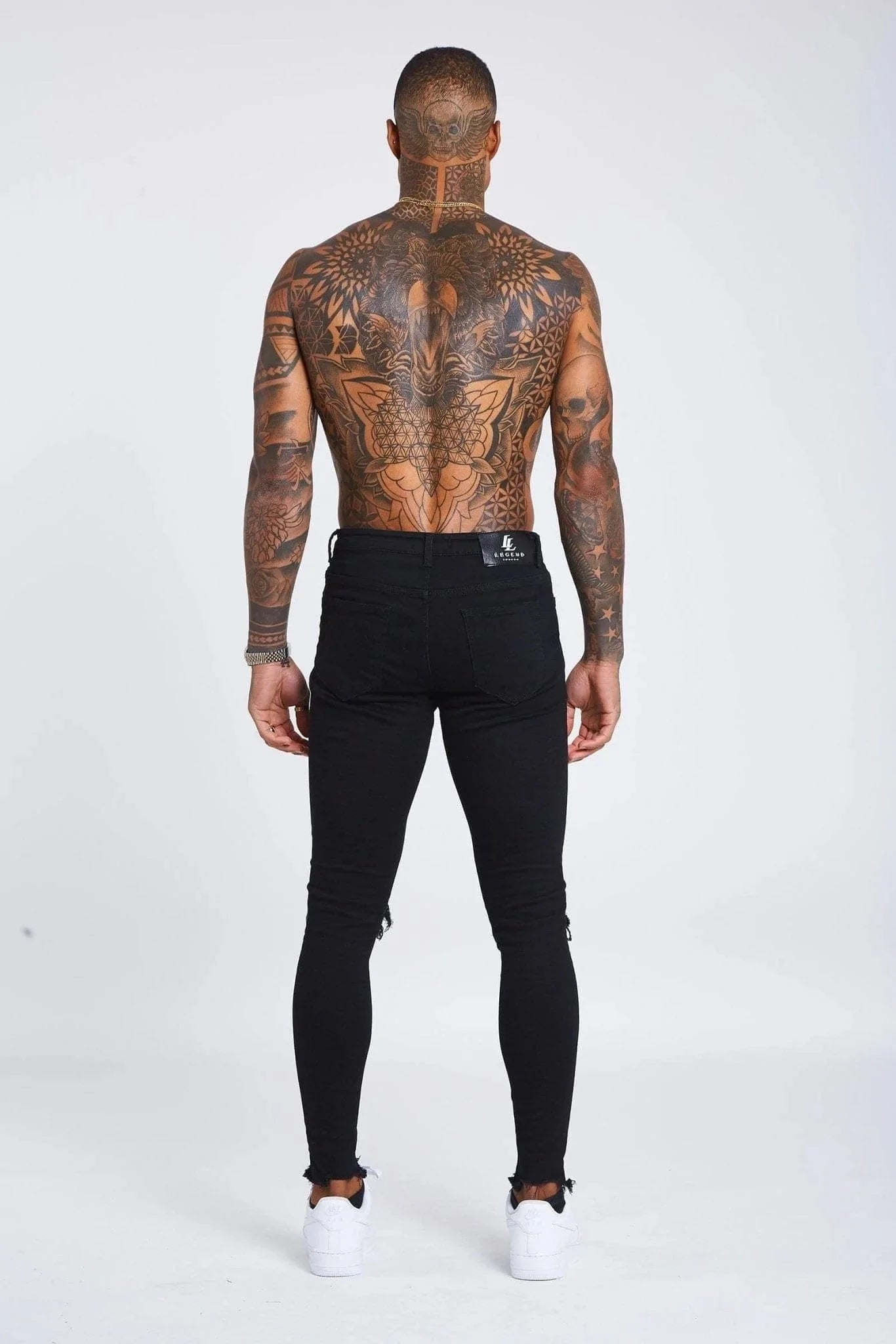 SKINNY FIT KOT PANTOLON YIRTIK - SİYAH