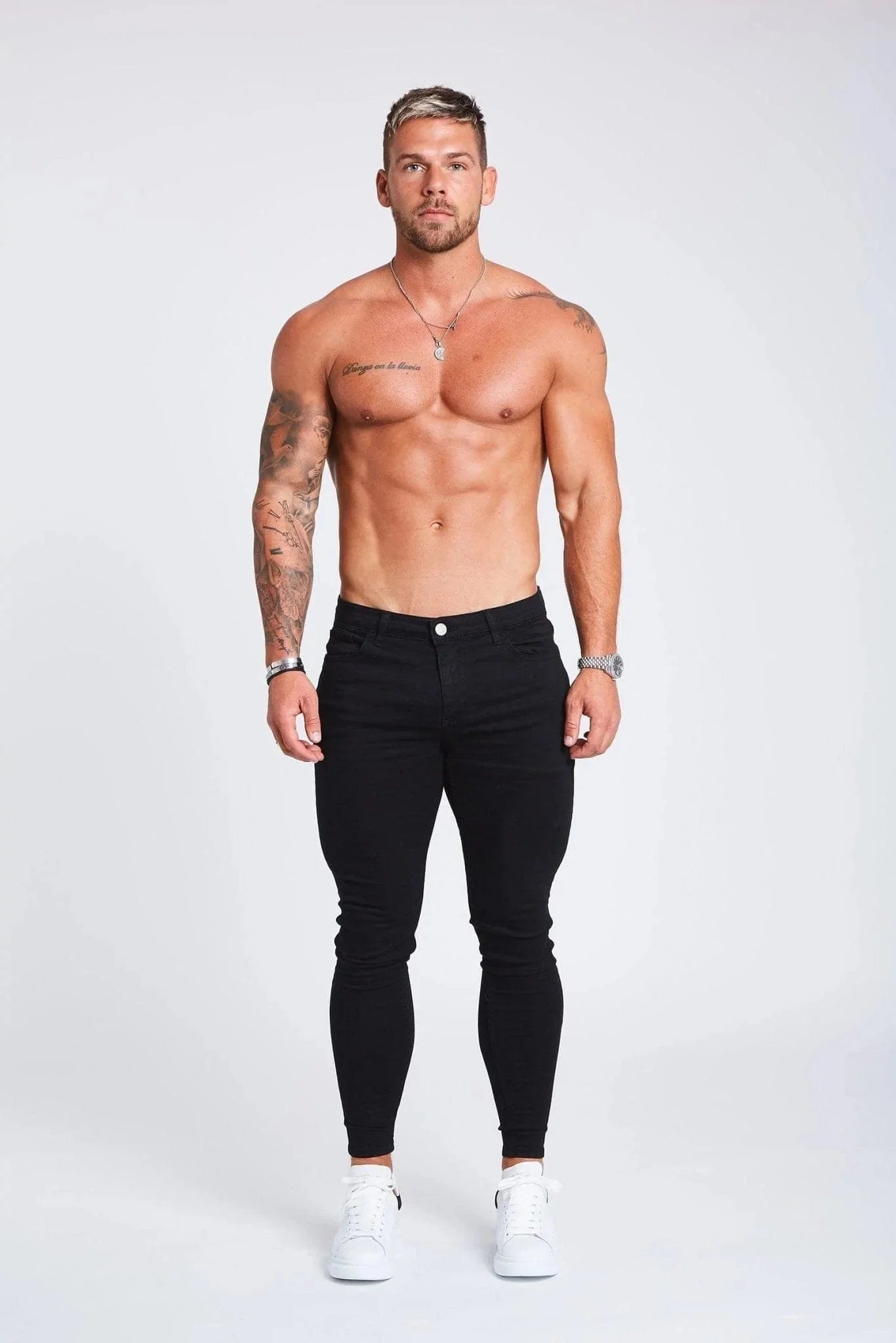 SKINNY FIT KOT PANTOLON YIRTIKSIZ - SİYAH