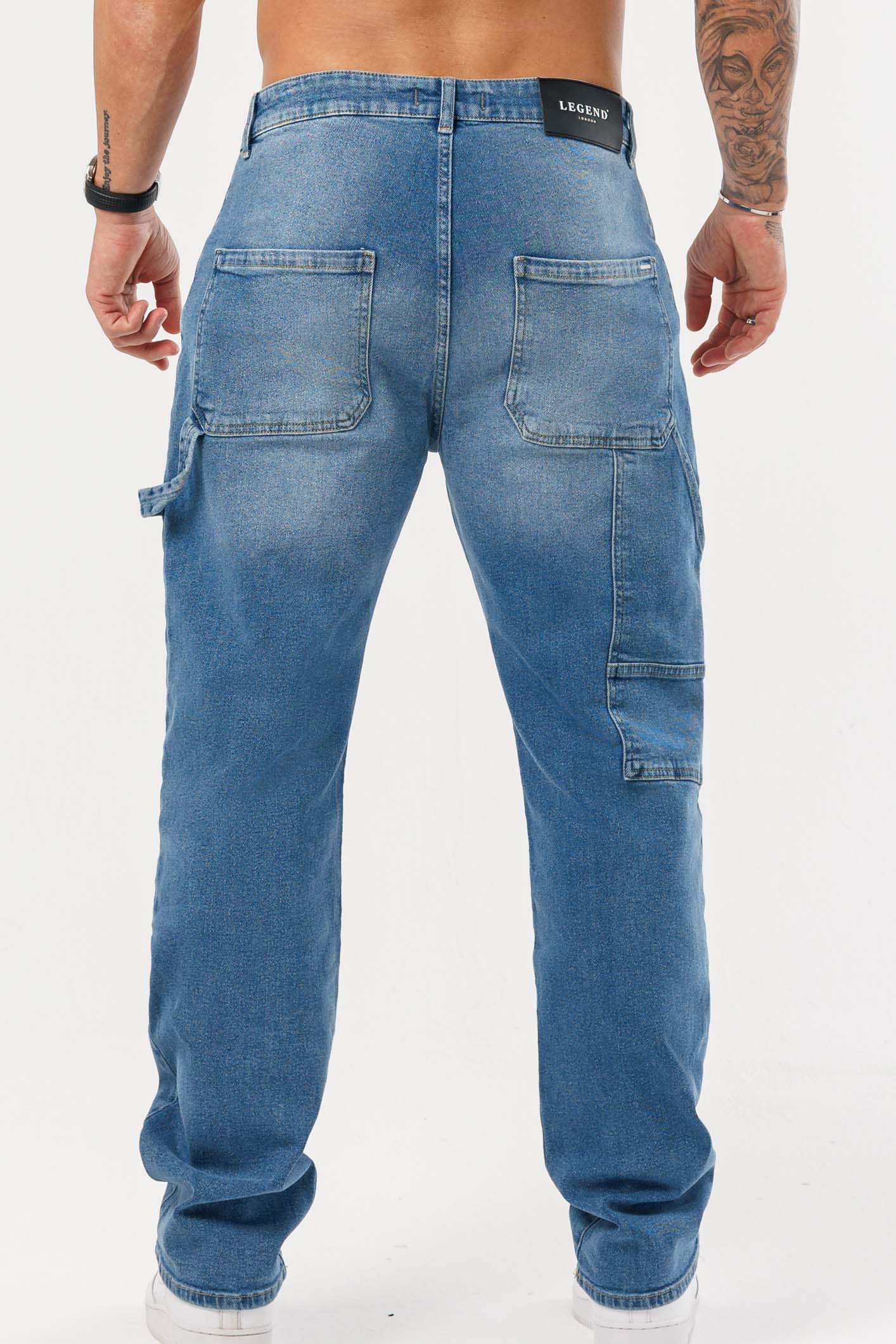 MARANGOZ STİL KOT PANTOLON - MAVİ