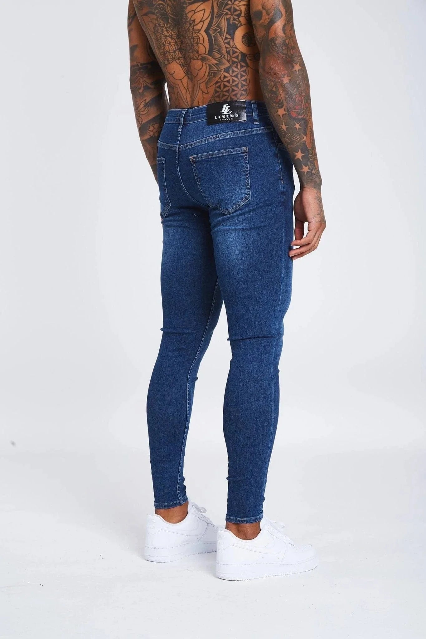 SKINNY FIT KOT PANTOLON YIRTIKSIZ - KOYU MAVİ