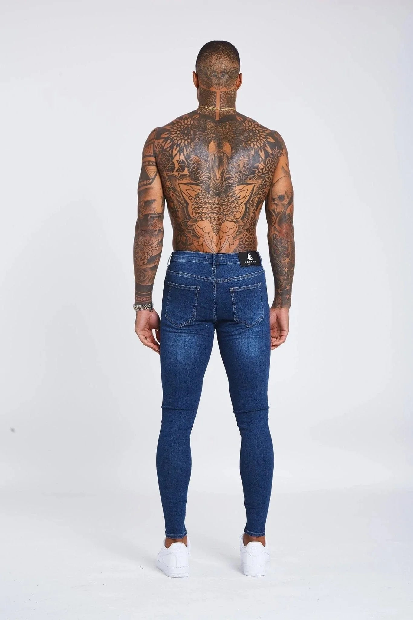 SKINNY FIT KOT PANTOLON YIRTIKSIZ - KOYU MAVİ