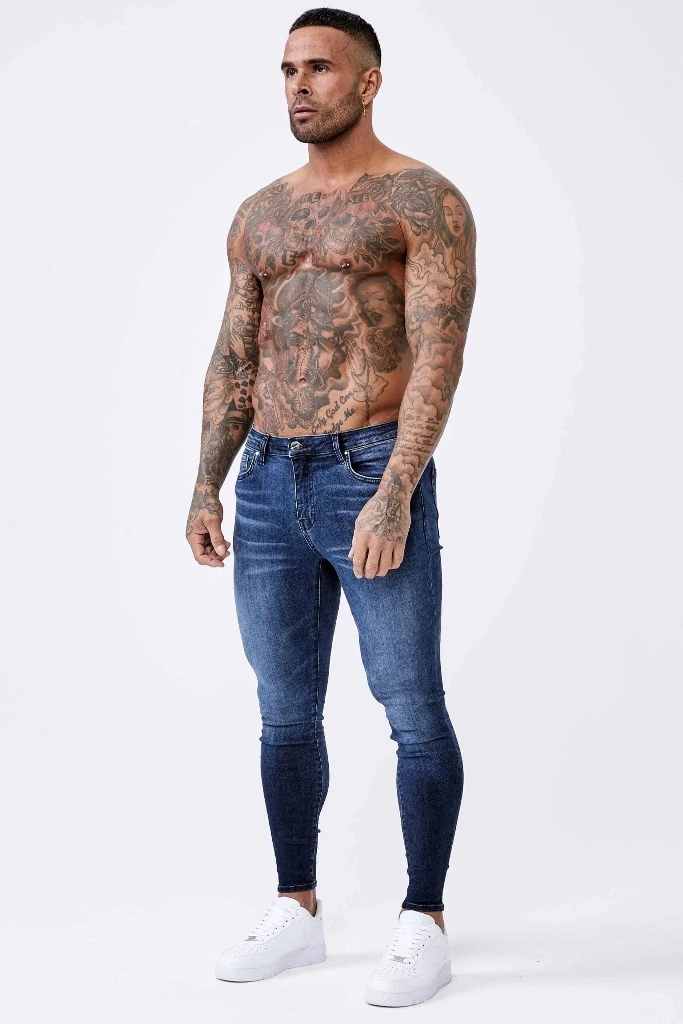 SKINNY FIT KOT PANTOLON - KOYU İNDİGO SOLUK YIKAMA