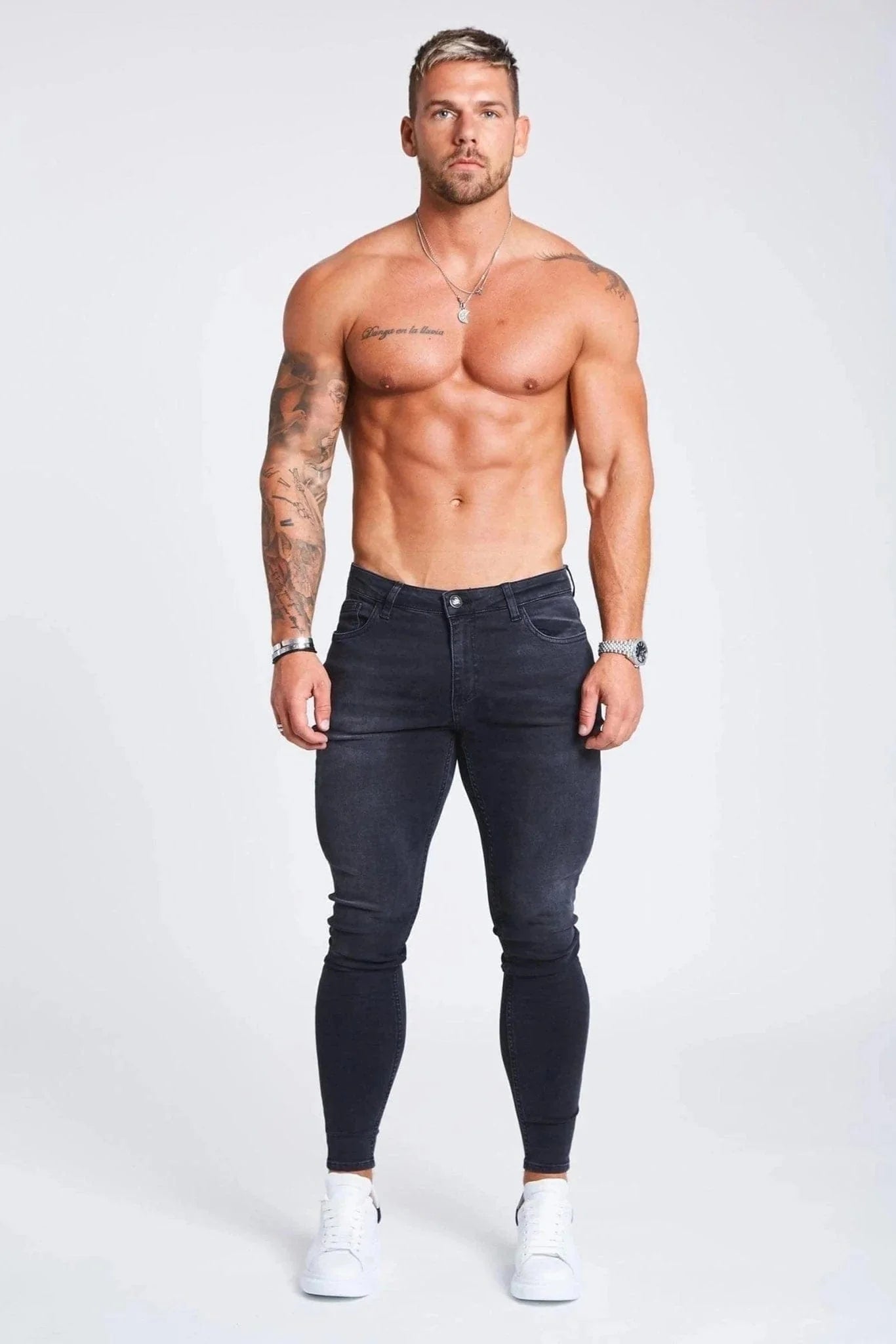SKINNY FIT KOT PANTOLON YIRTIKSIZ - GRİ