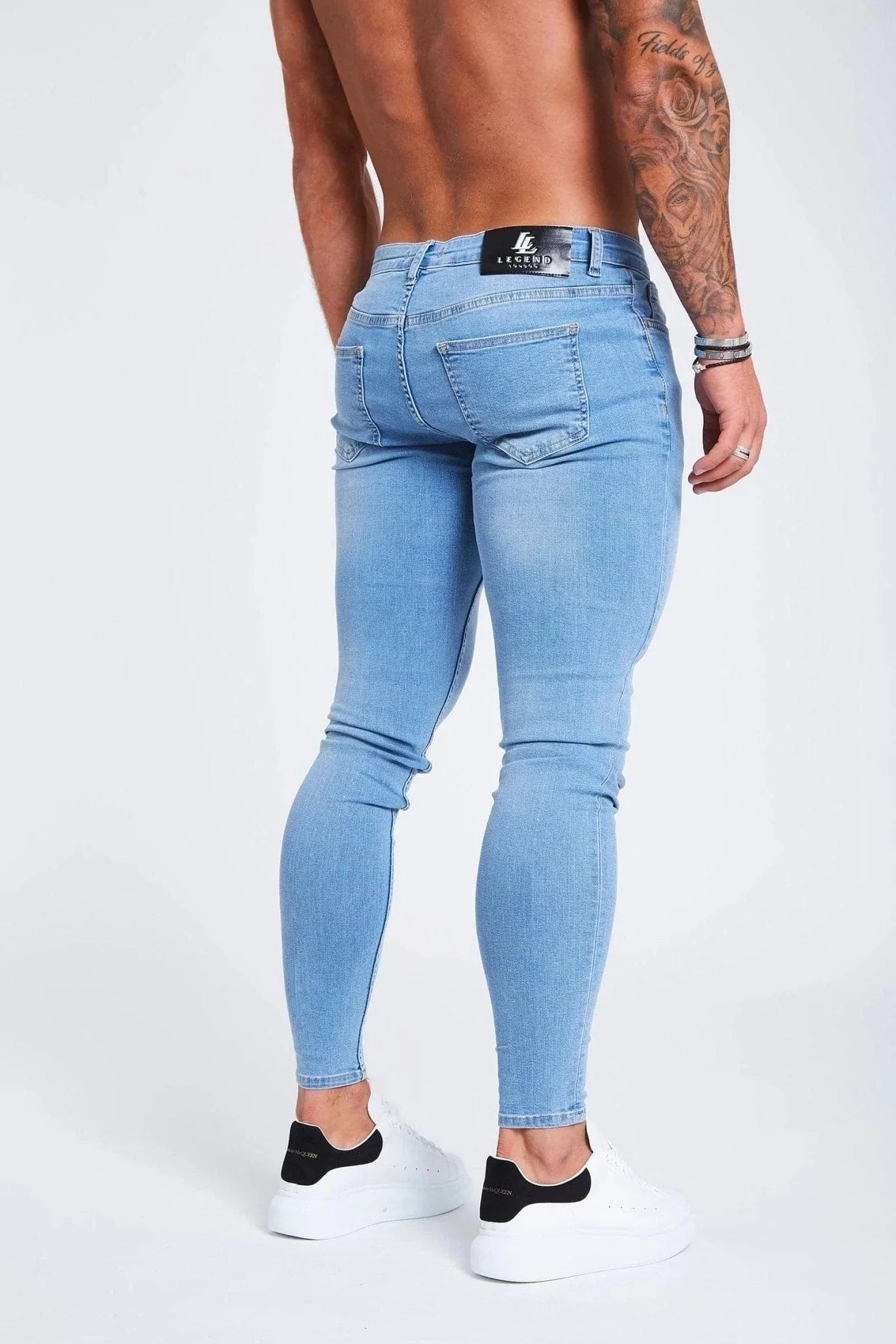 SKINNY FİT YIRTILMAMIŞ JEAN - AÇIK MAVİ
