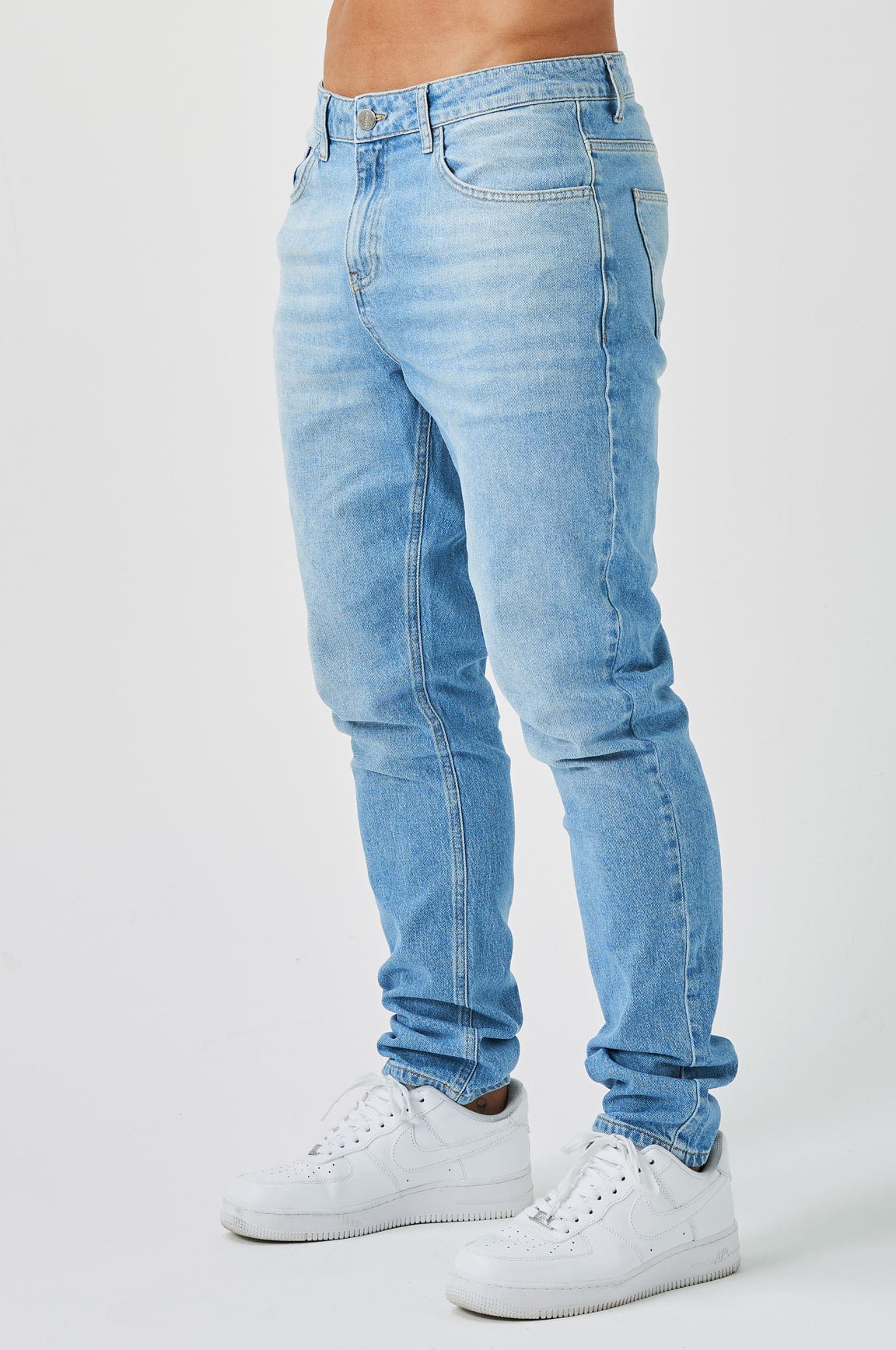 REGULAR FIT KOT PANTOLON - YIKAMALI AÇIK MAVİ
