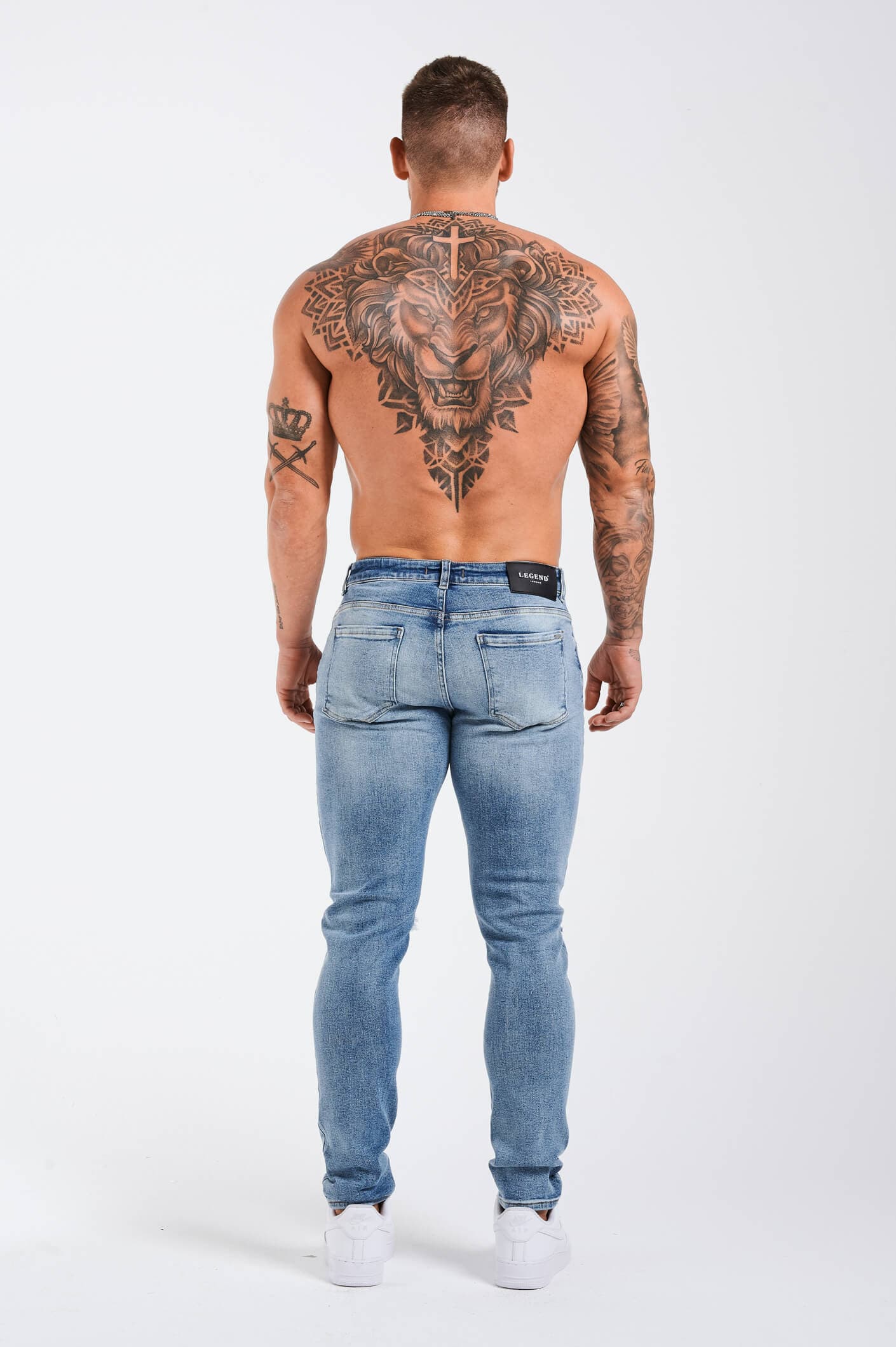 SKINNY FİT 2.0 YIRTIK VE ONARILMIŞ JEAN - ORTA MAVİ