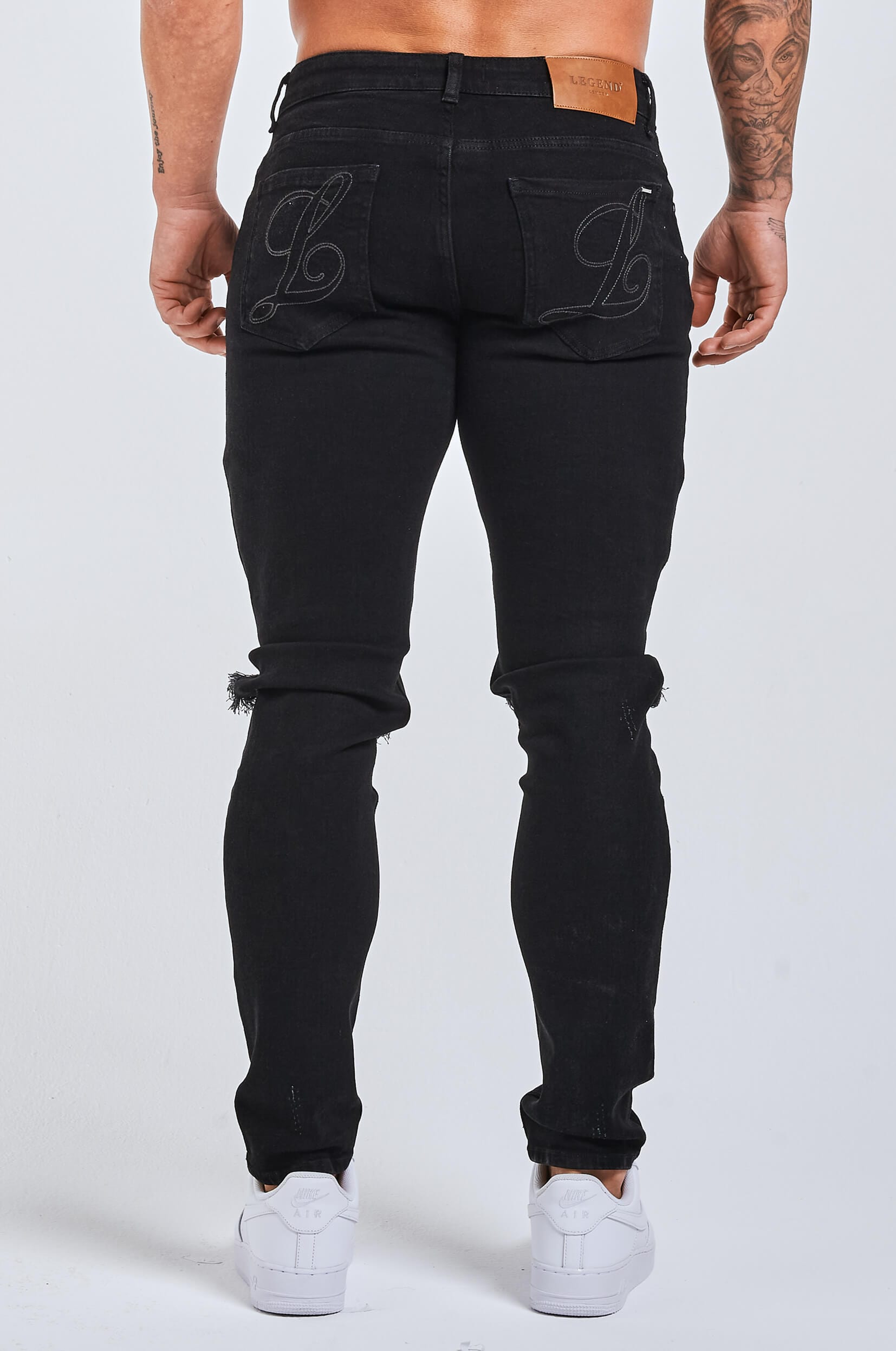 SLIM FIT KOT PANTOLON 2.0 YIRTILMIŞ & ONARILMIŞ - SİYAH